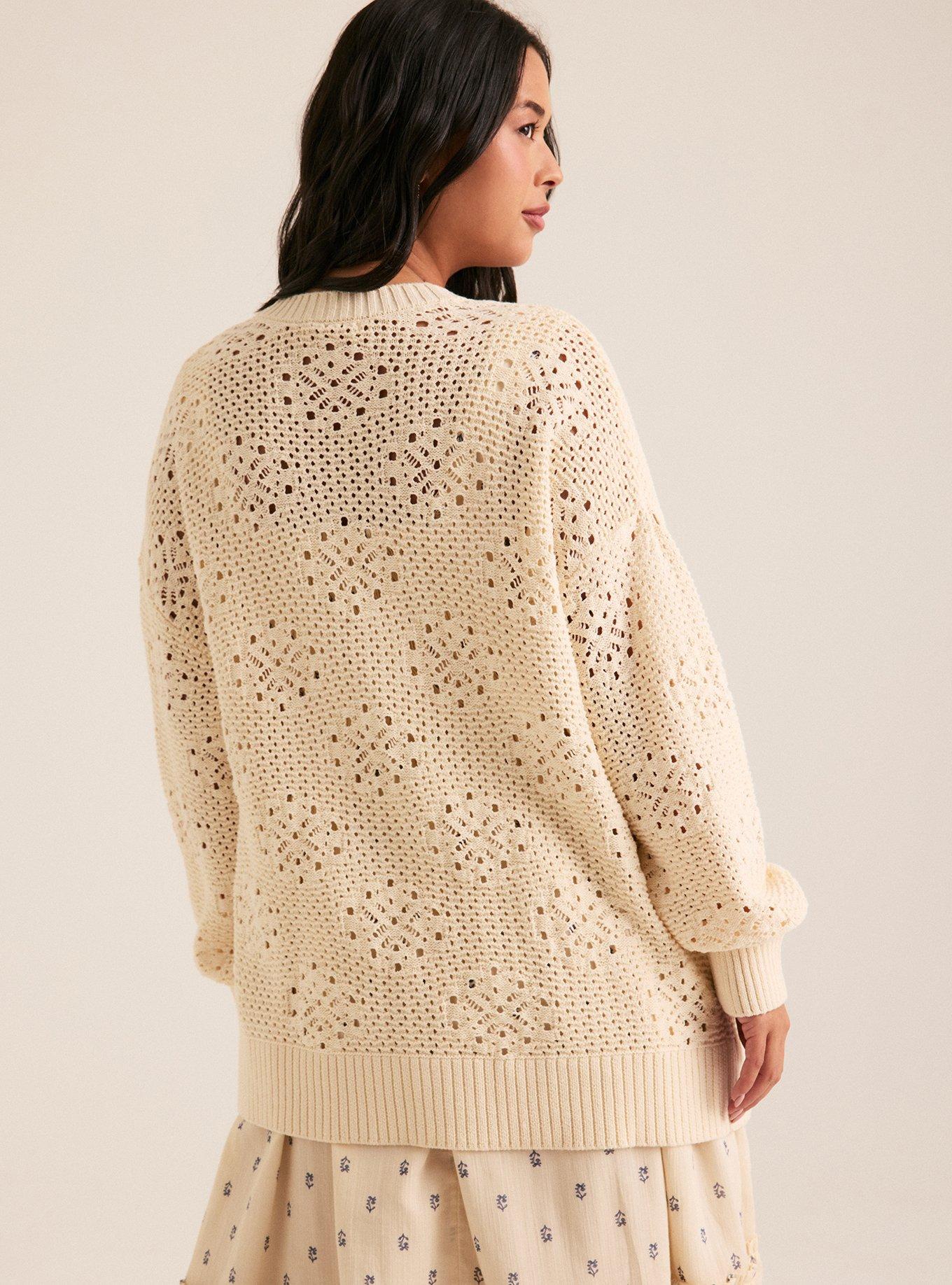 Festi Open Stitch Cardigan, WHITE SWAN, alternate