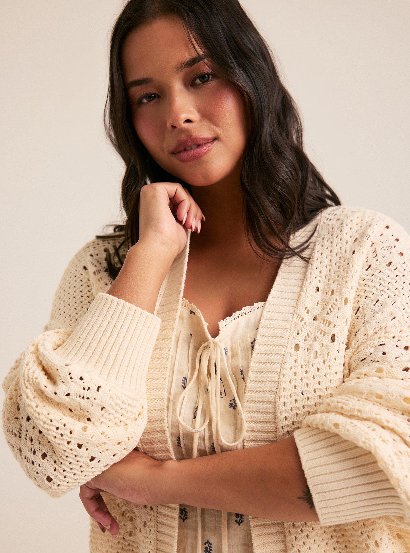 Festi Open Stitch Cardigan, WHITE SWAN, alternate