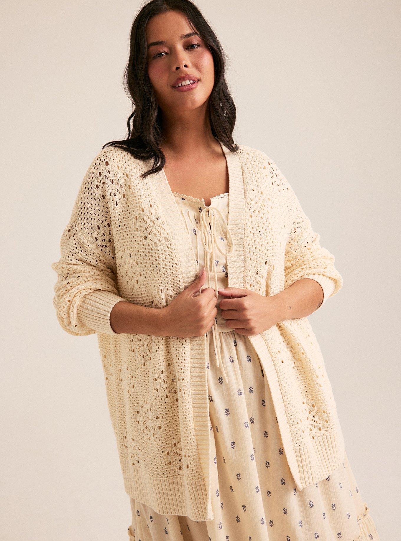 Festi Open Stitch Cardigan, WHITE SWAN, alternate