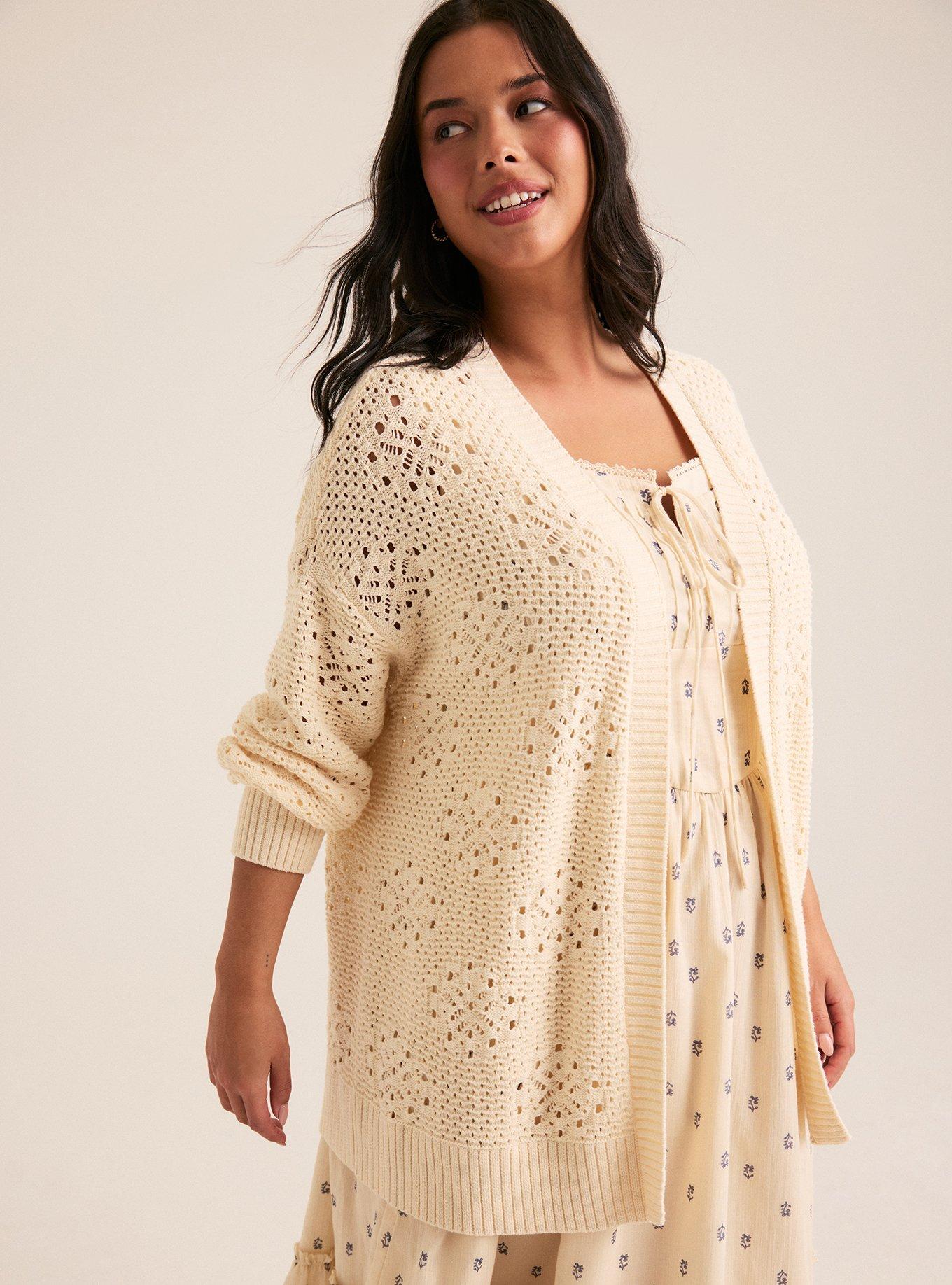Festi Open Stitch Cardigan, WHITE SWAN, hi-res