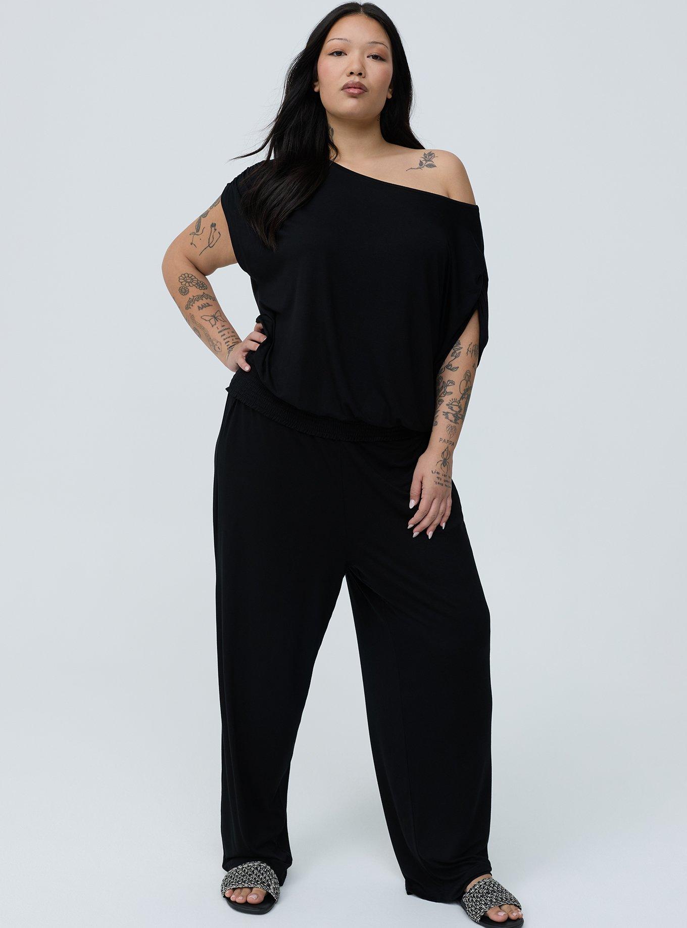 Super Soft Jersey Banded Dolman Top, DEEP BLACK, alternate