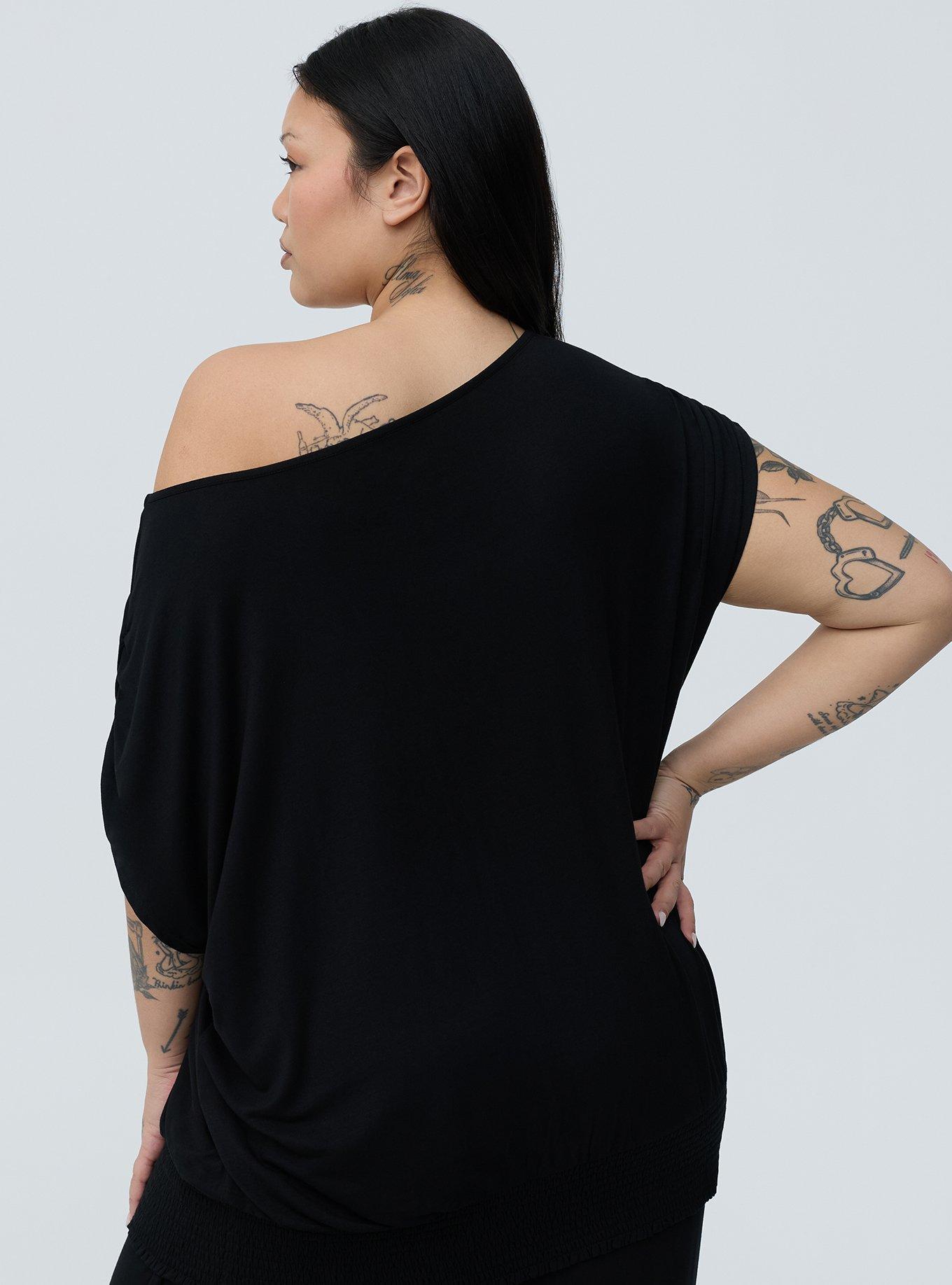 Super Soft Jersey Banded Dolman Top, DEEP BLACK, alternate