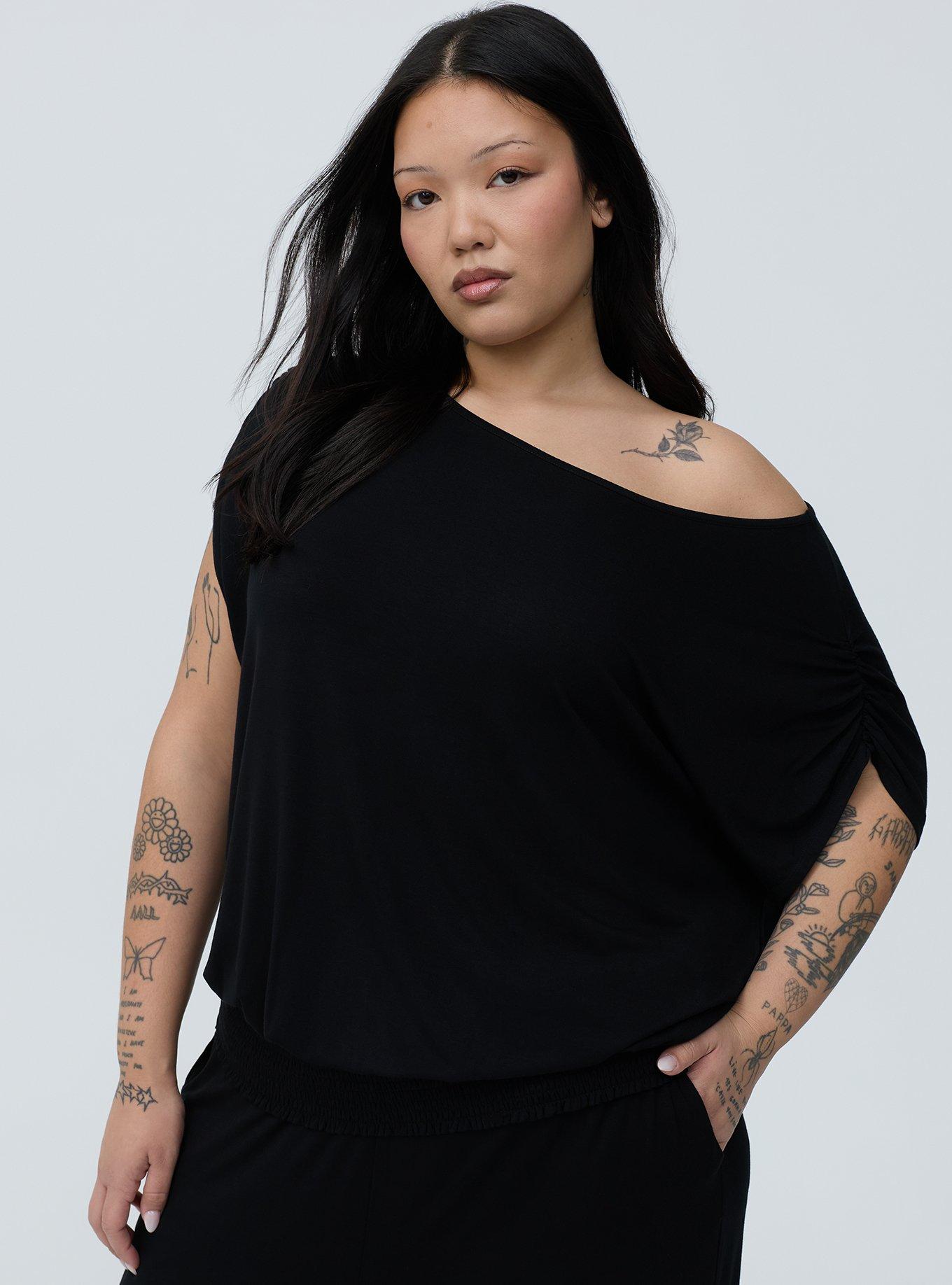 Super Soft Jersey Banded Dolman Top, DEEP BLACK, alternate