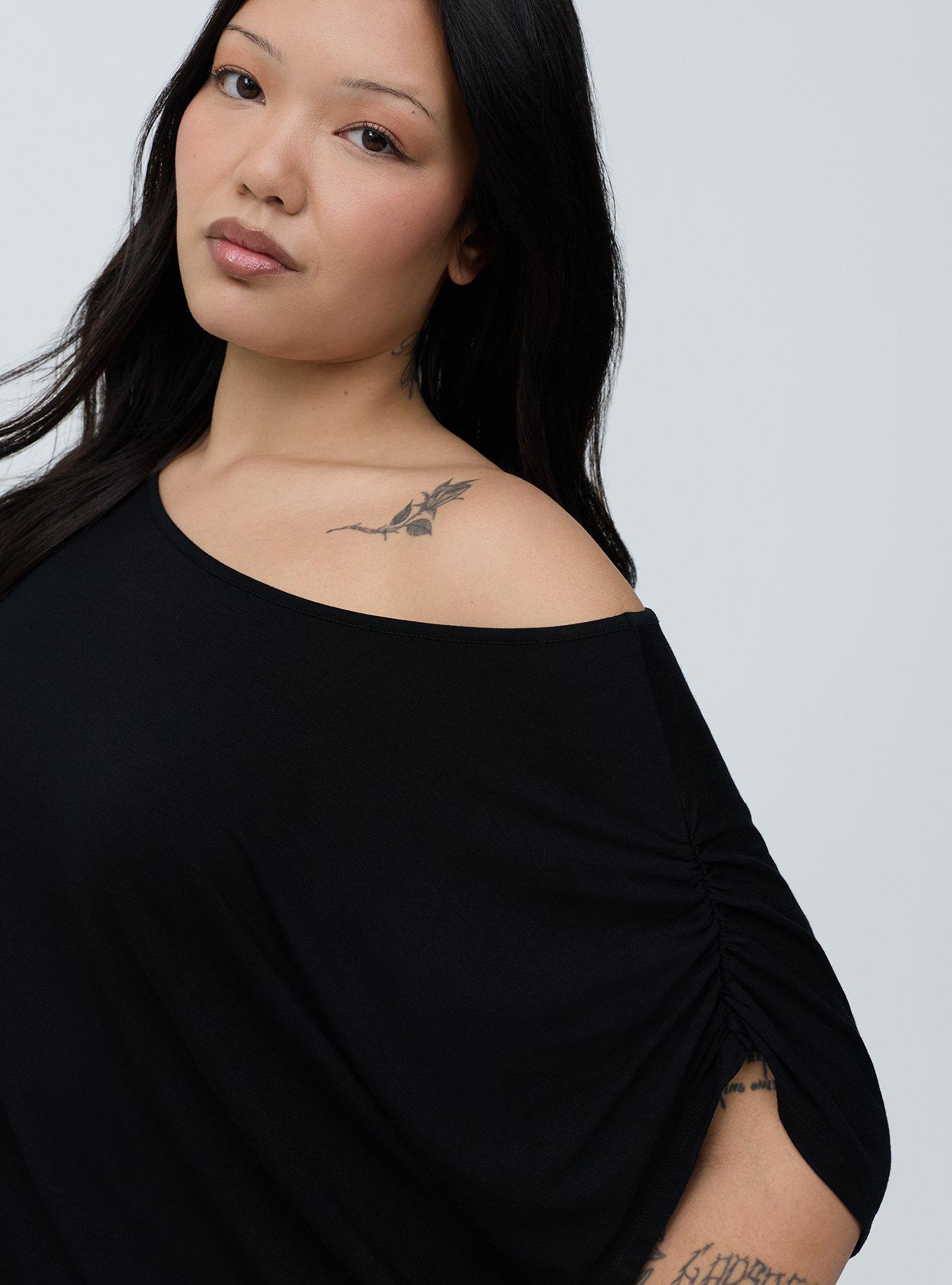 Super Soft Jersey Banded Dolman Top, DEEP BLACK, alternate