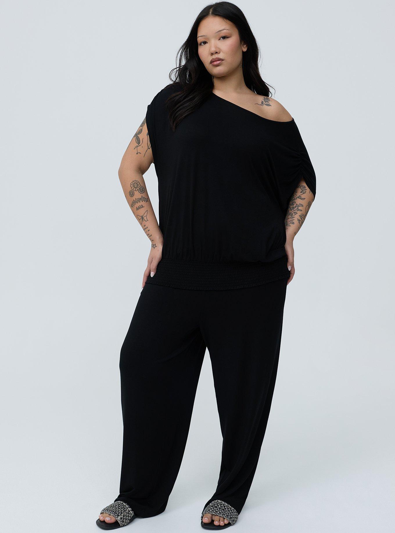 Super Soft Jersey Banded Dolman Top, DEEP BLACK, hi-res