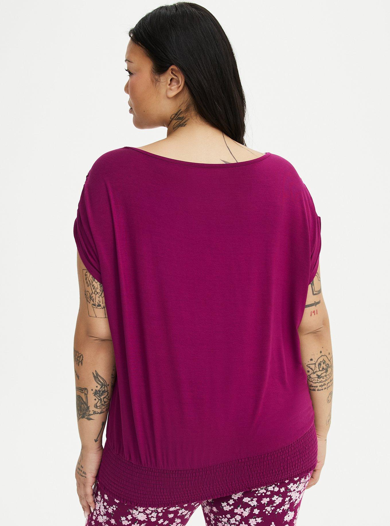 Super Soft Jersey Banded Dolman Top, PLUM CASPIA, alternate