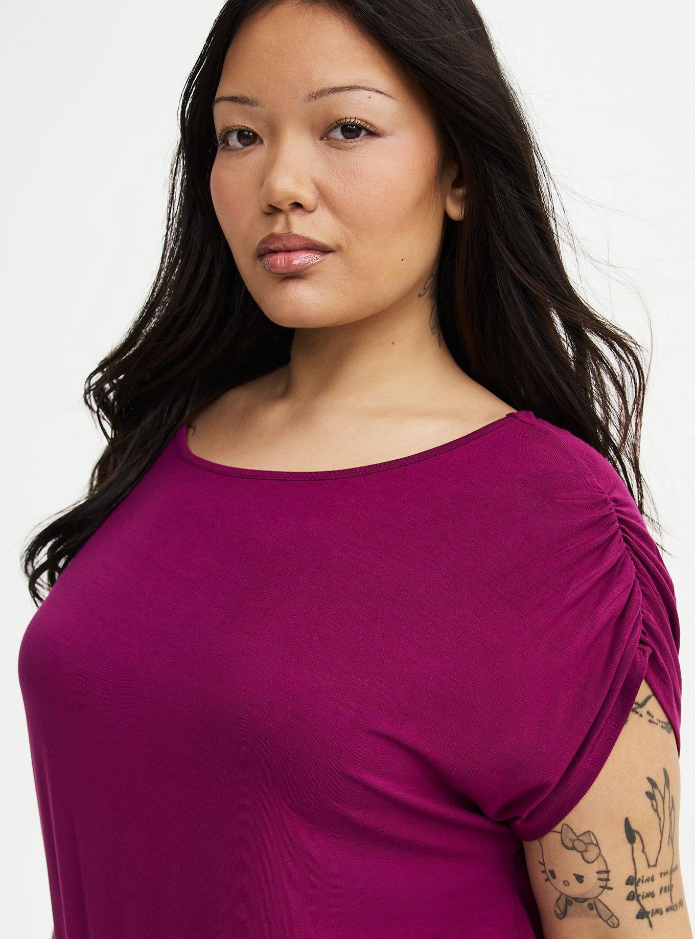 Super Soft Jersey Banded Dolman Top, PLUM CASPIA, alternate