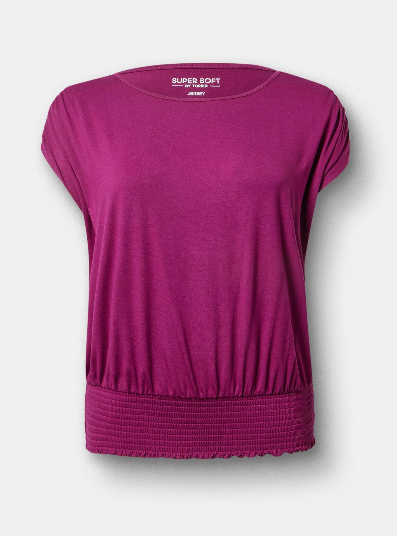 Super Soft Jersey Banded Dolman Top, PLUM CASPIA, hi-res