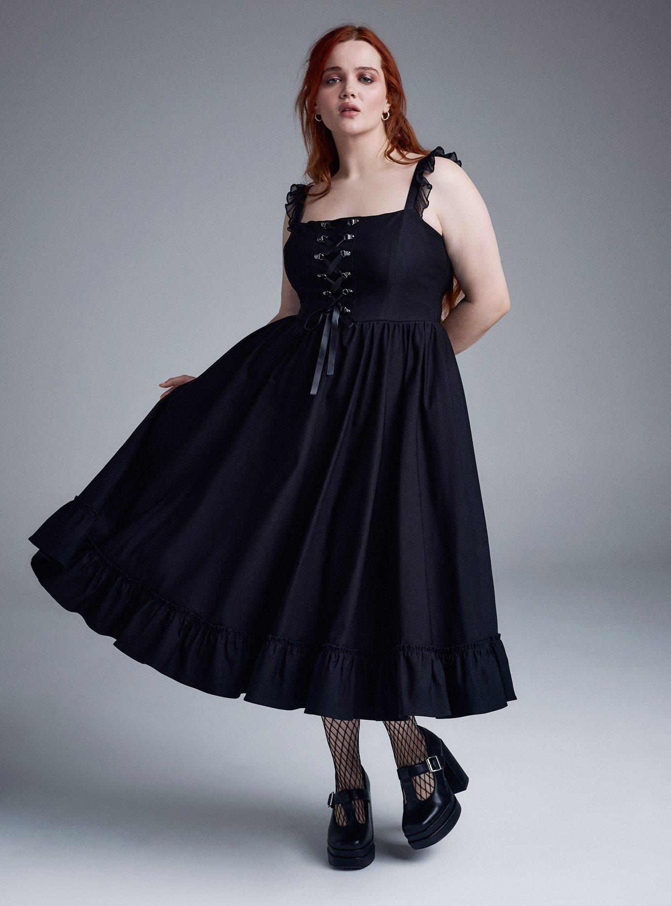 Nightfall Corset Midi Dress, DEEP BLACK, alternate