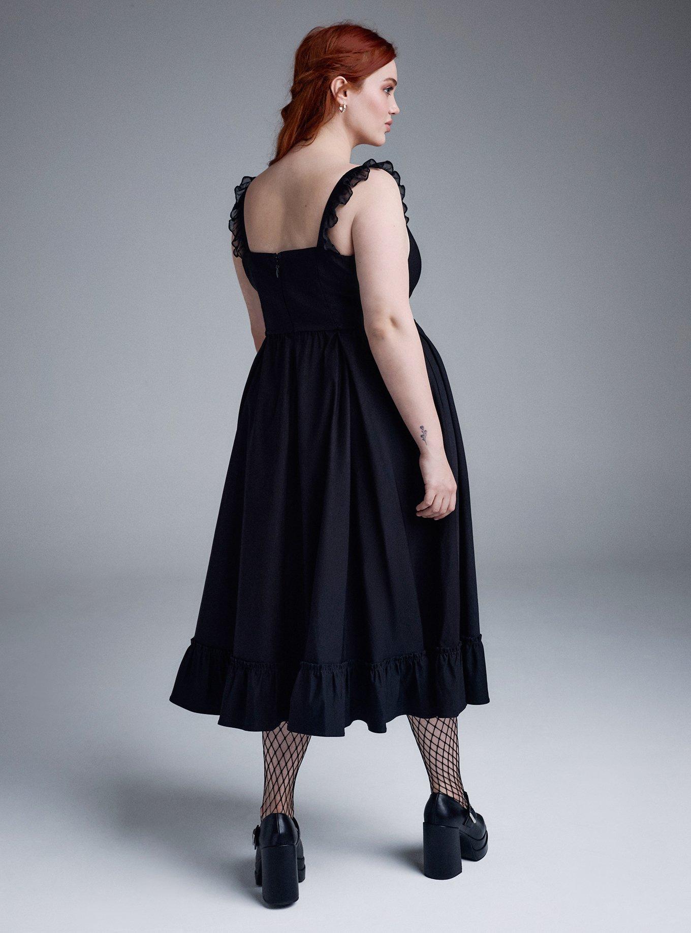 Nightfall Corset Midi Dress, DEEP BLACK, alternate