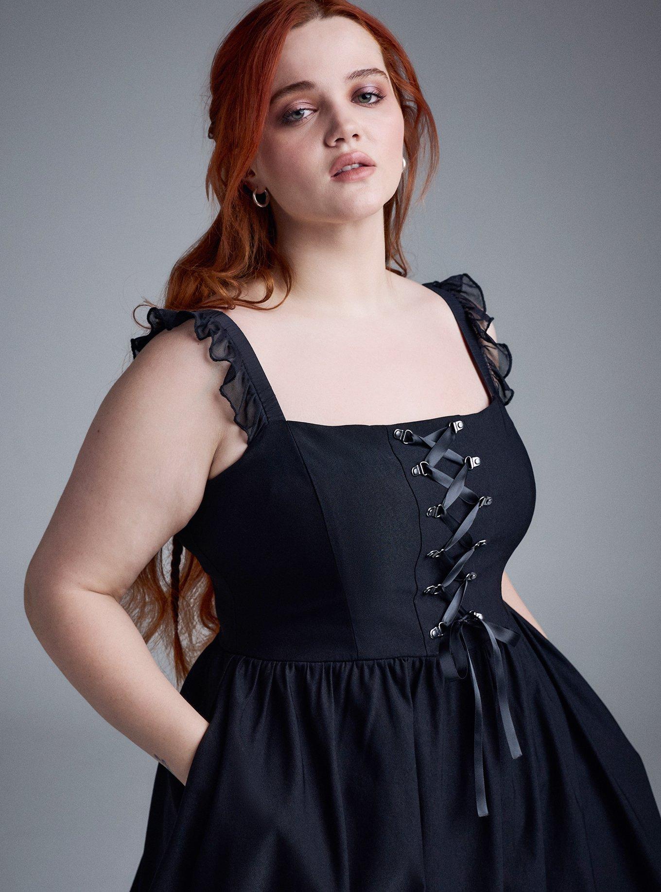 Nightfall Corset Midi Dress, DEEP BLACK, alternate