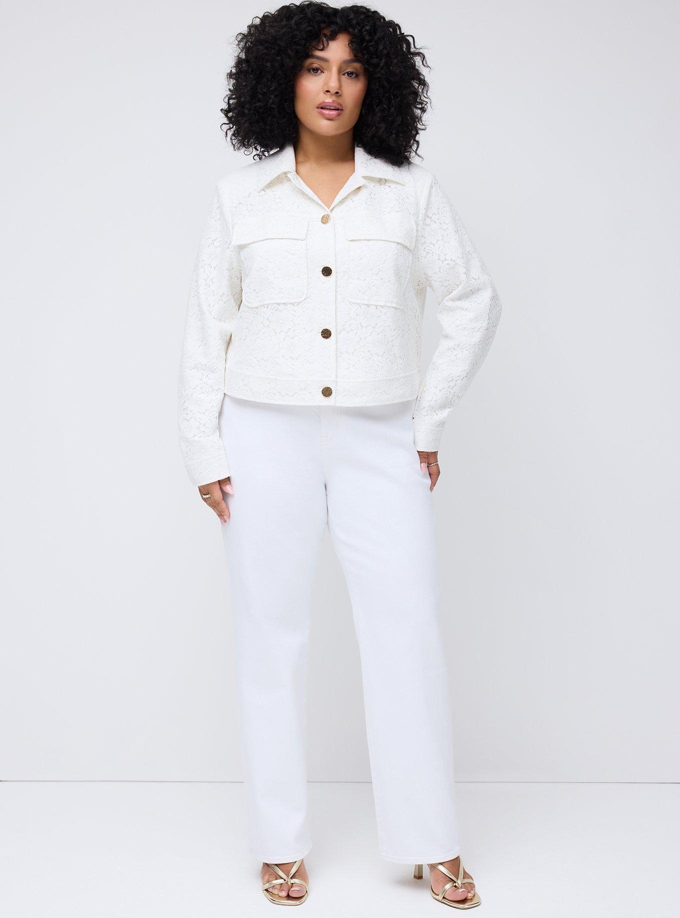Studio Cropped Lace Jacket, BLANC DE BLANC, alternate