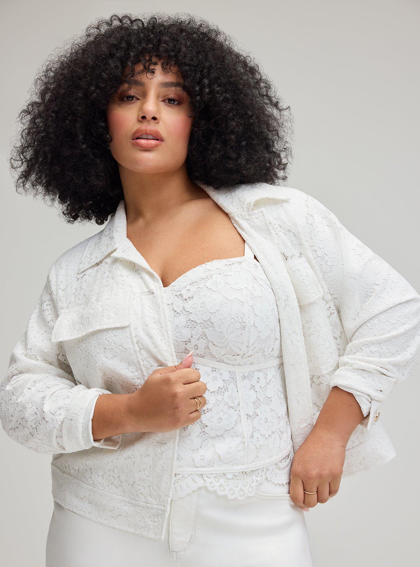 Studio Cropped Lace Jacket, BLANC DE BLANC, alternate