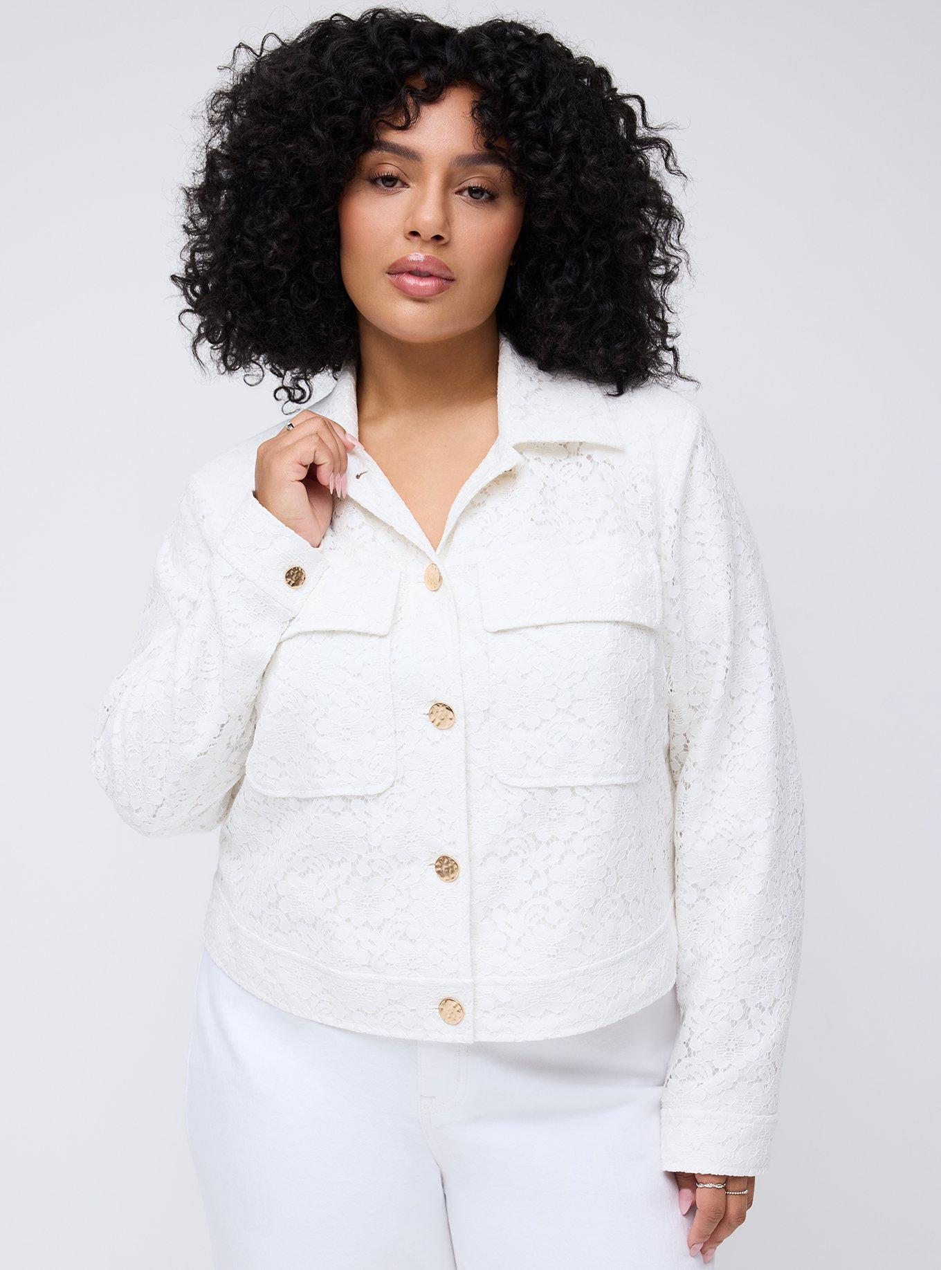 Studio Cropped Lace Jacket, BLANC DE BLANC, hi-res