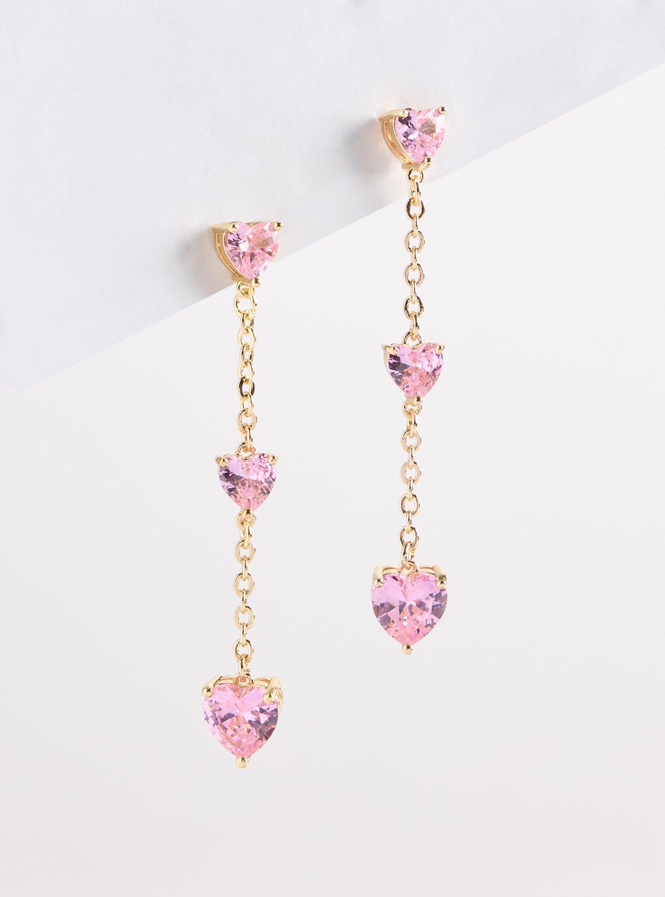 Plus Size Delicate Heart Linear Earring, , hi-res