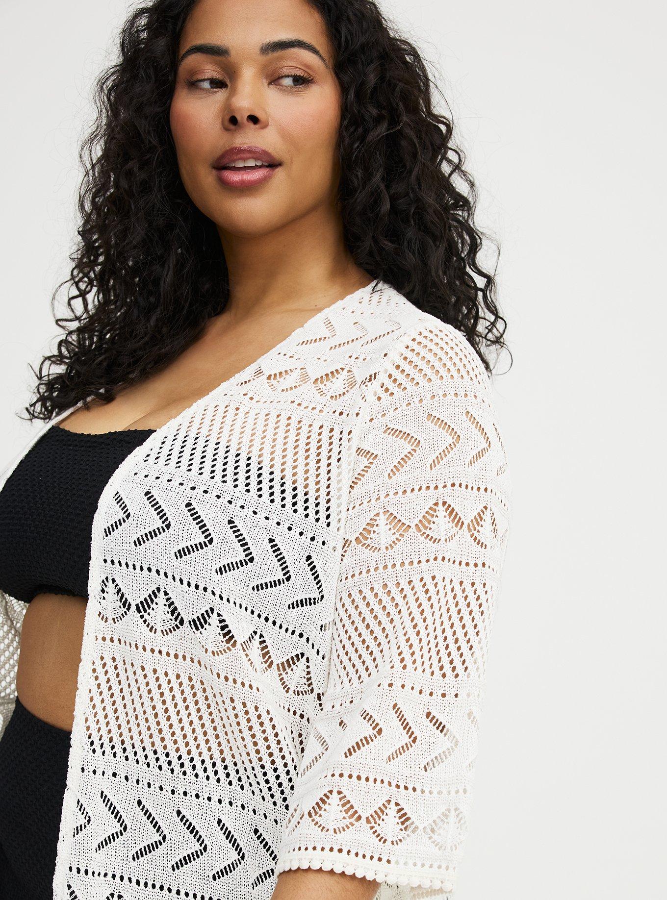 Crochet Kimono, WHISPER WHITE, alternate