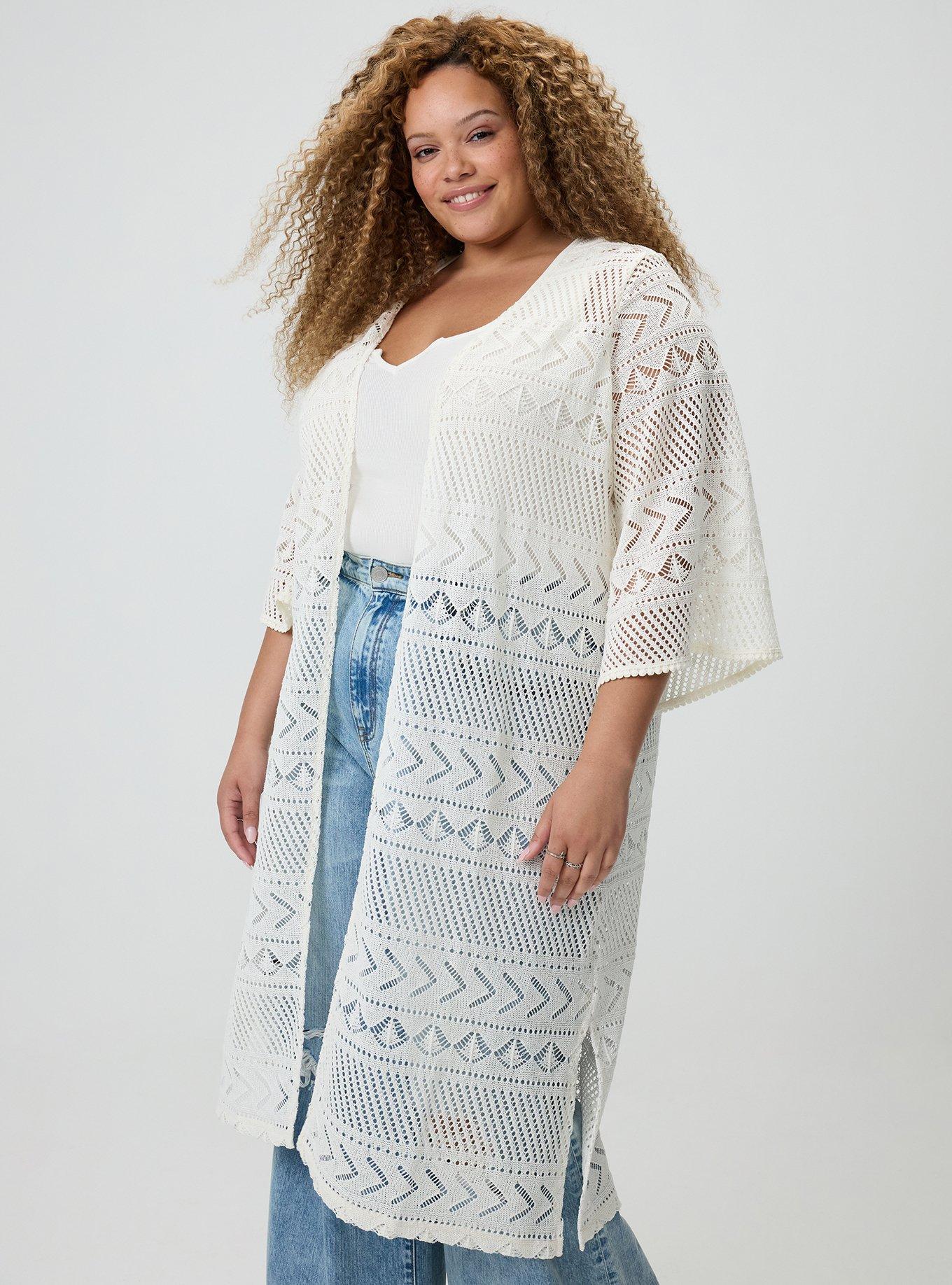 Crochet Kimono, WHISPER WHITE, alternate