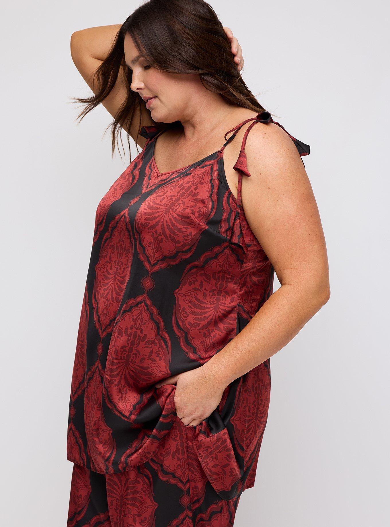 Studio Satin Tunic, PALM MEDALLION BLACK, alternate