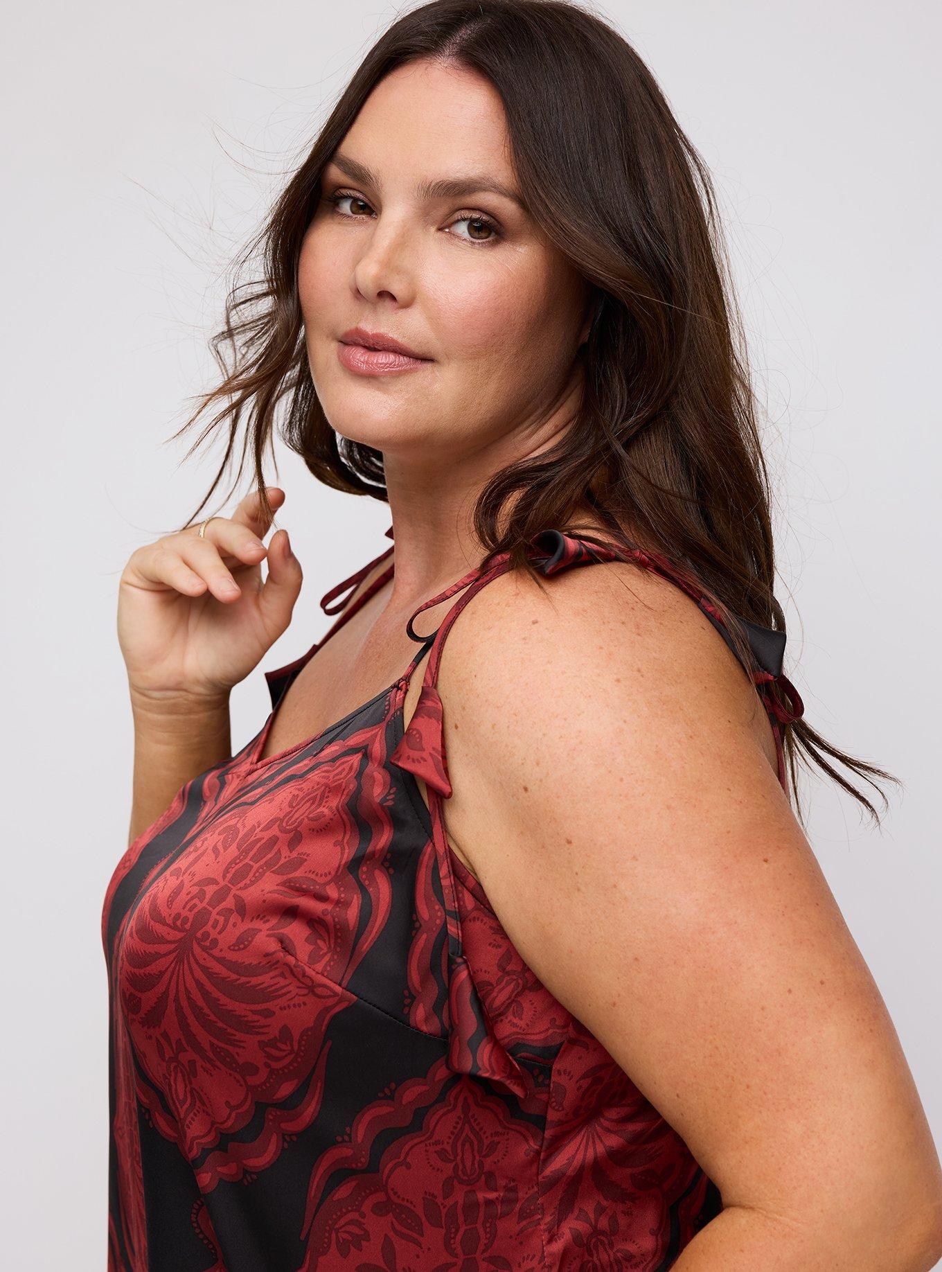 Studio Satin Tunic, PALM MEDALLION BLACK, alternate