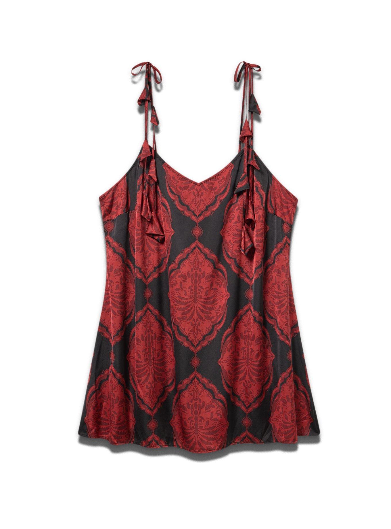 Studio Satin Tunic, PALM MEDALLION BLACK, hi-res