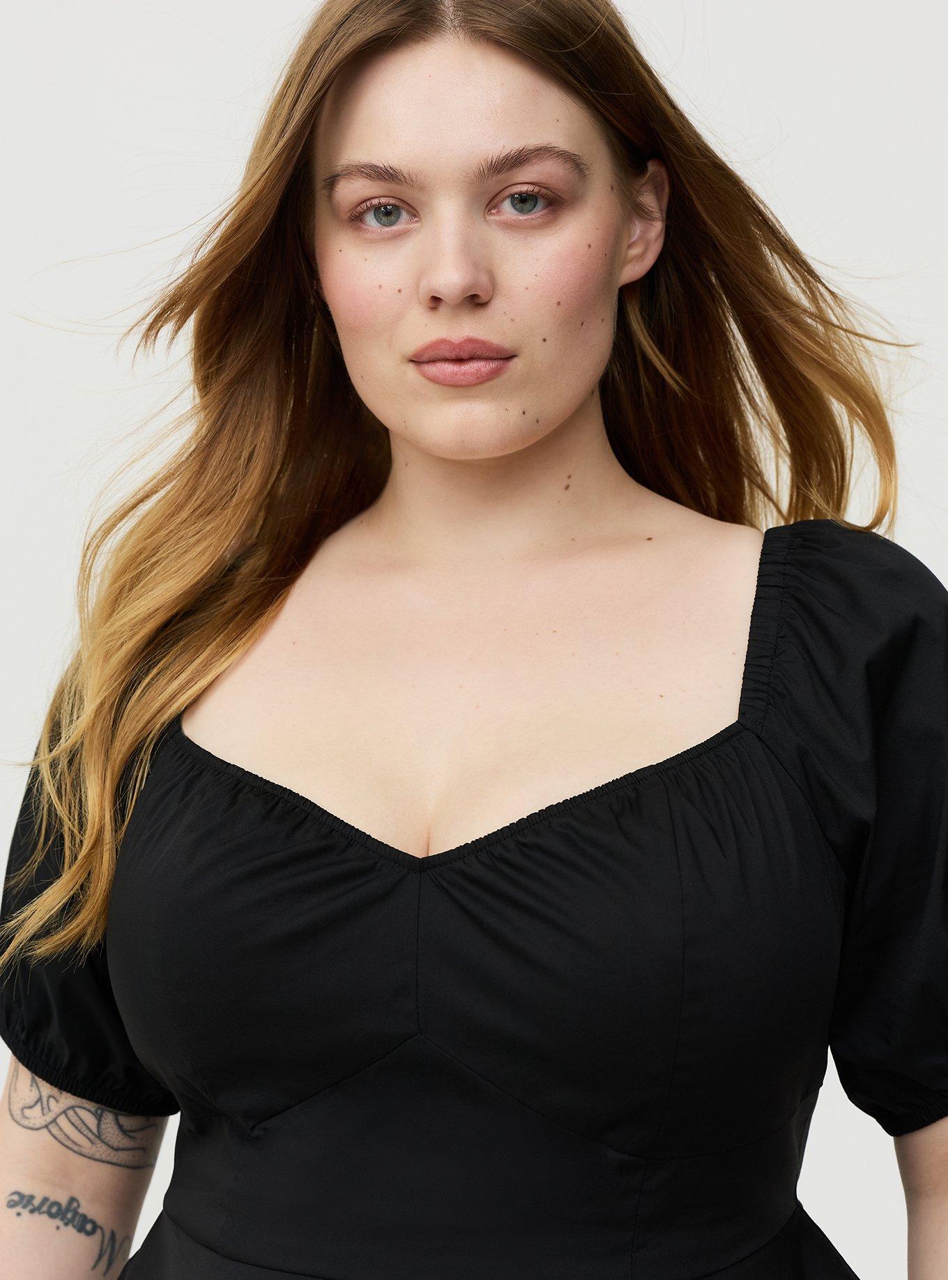 Poplin Peplum Top, DEEP BLACK, alternate