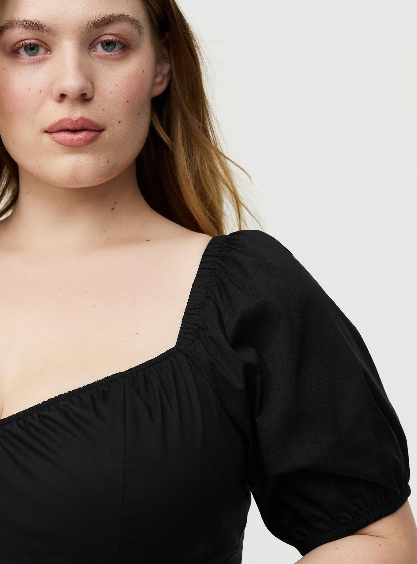 Poplin Peplum Top, DEEP BLACK, alternate