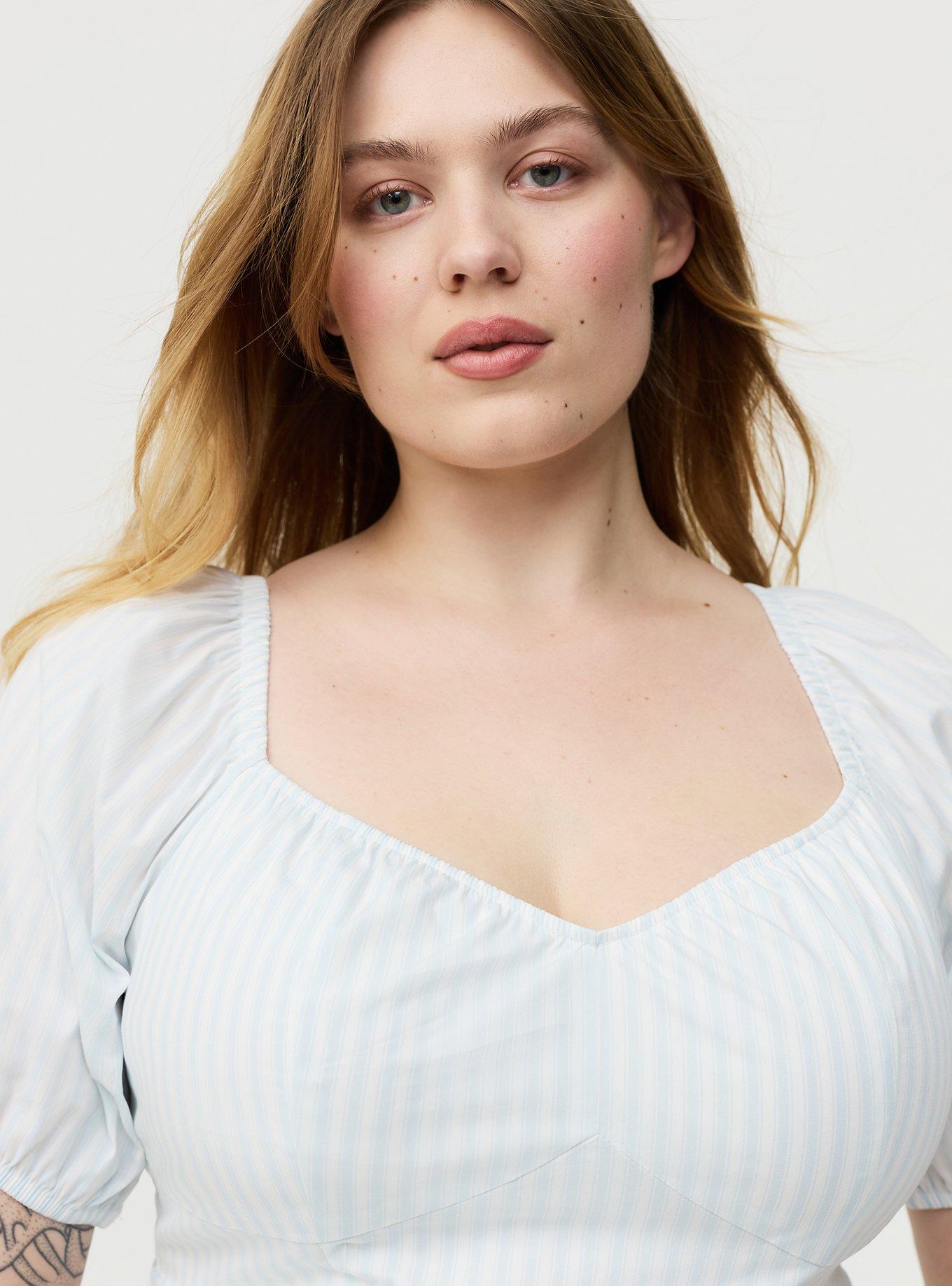 Poplin Peplum Top, MORA STRIPE BLUE, alternate