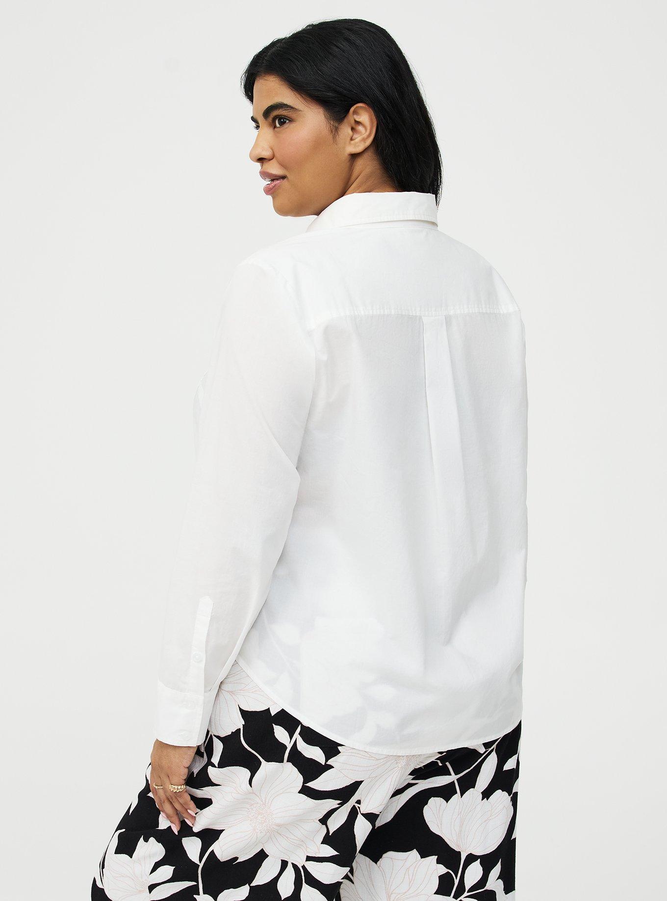 Relaxed Cotton Button-Up Shirt, BLANC DE BLANC, alternate