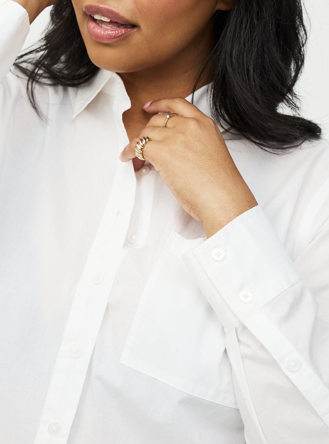 Relaxed Cotton Button-Up Shirt, BLANC DE BLANC, alternate