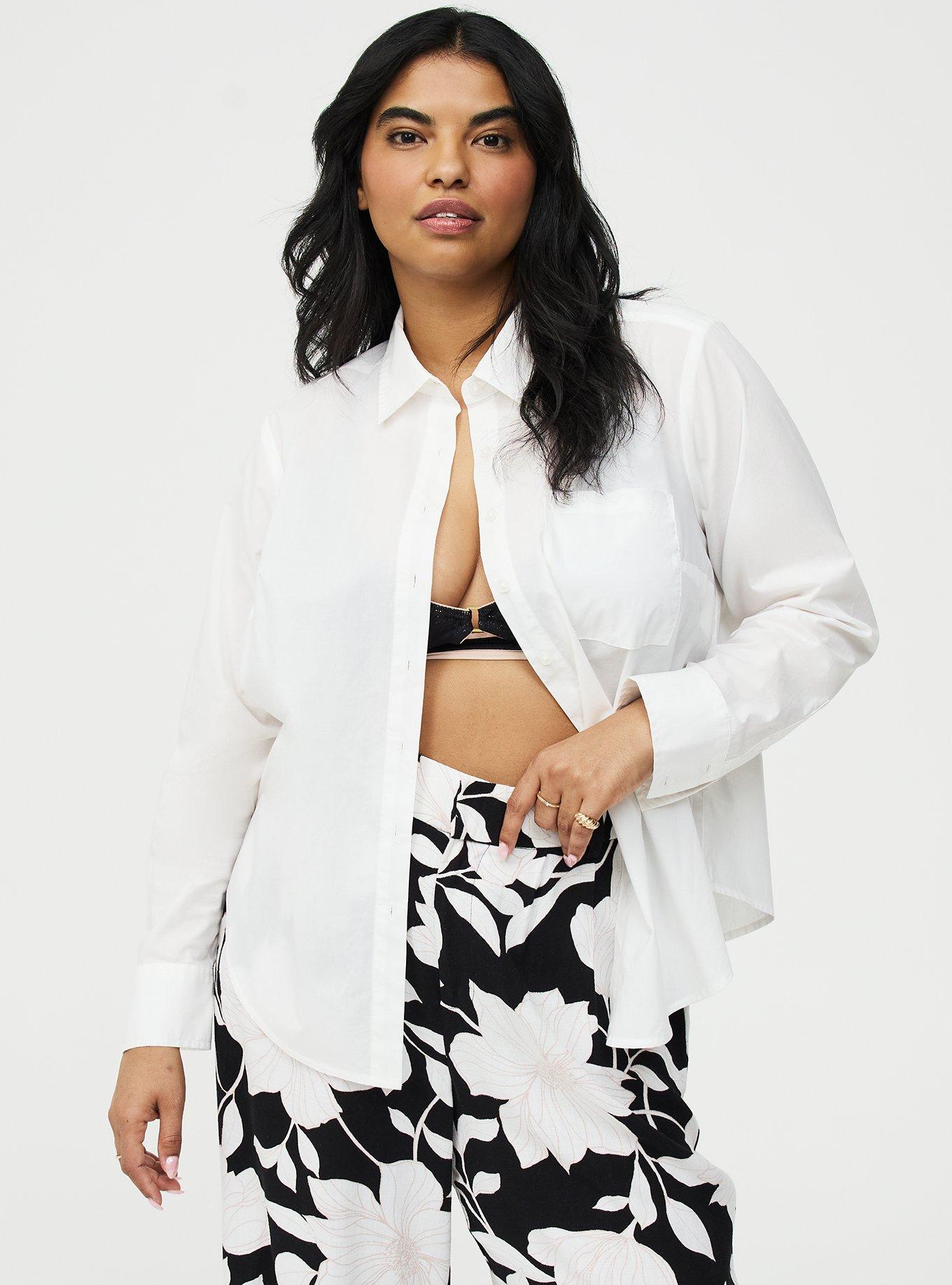 Relaxed Cotton Button-Up Shirt, BLANC DE BLANC, alternate