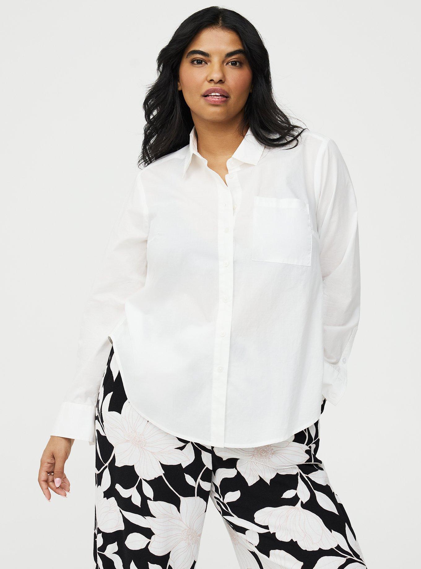 Relaxed Cotton Button-Up Shirt, BLANC DE BLANC, hi-res