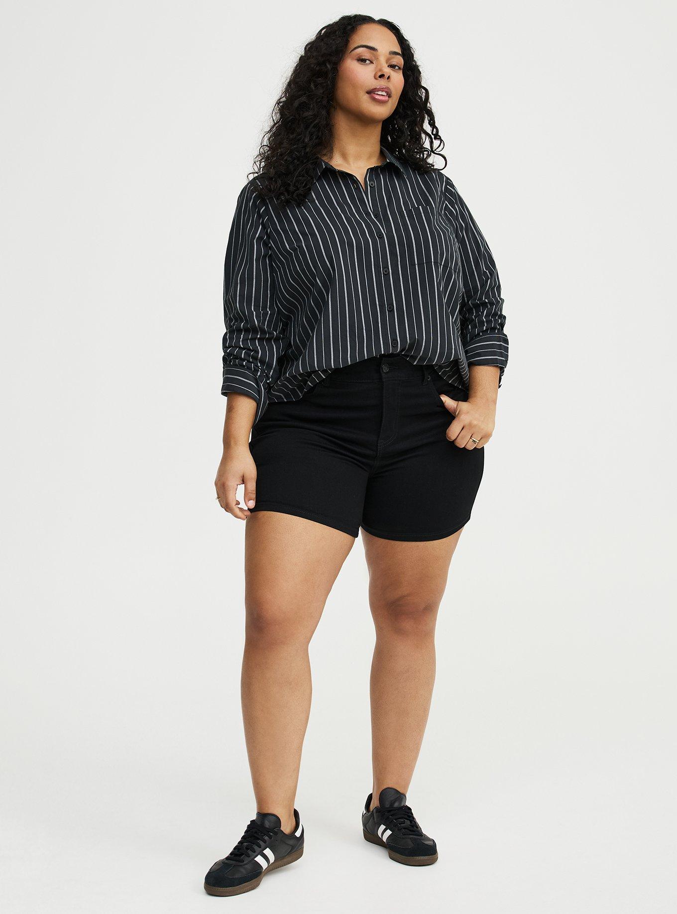 Relaxed Cotton Button-Up Shirt, CLOSER STRIPE BLACK, alternate