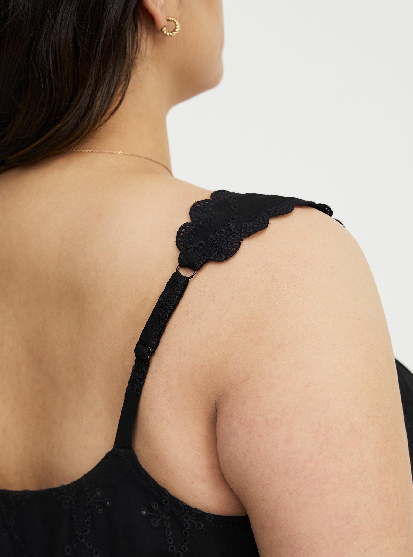 Eyelet Square Neck Top, DEEP BLACK, alternate