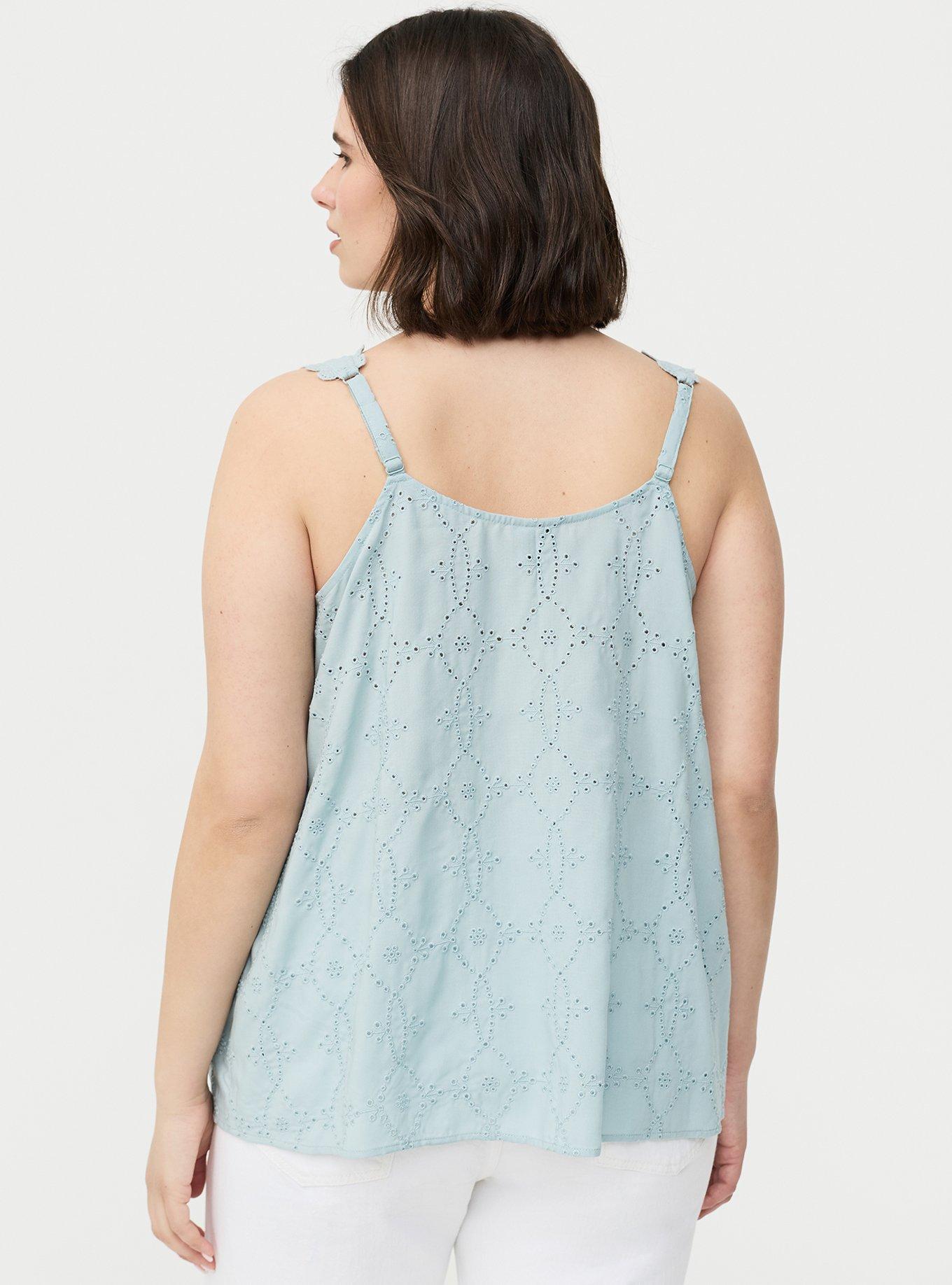 Eyelet Square Neck Top, GRAY MIST, alternate