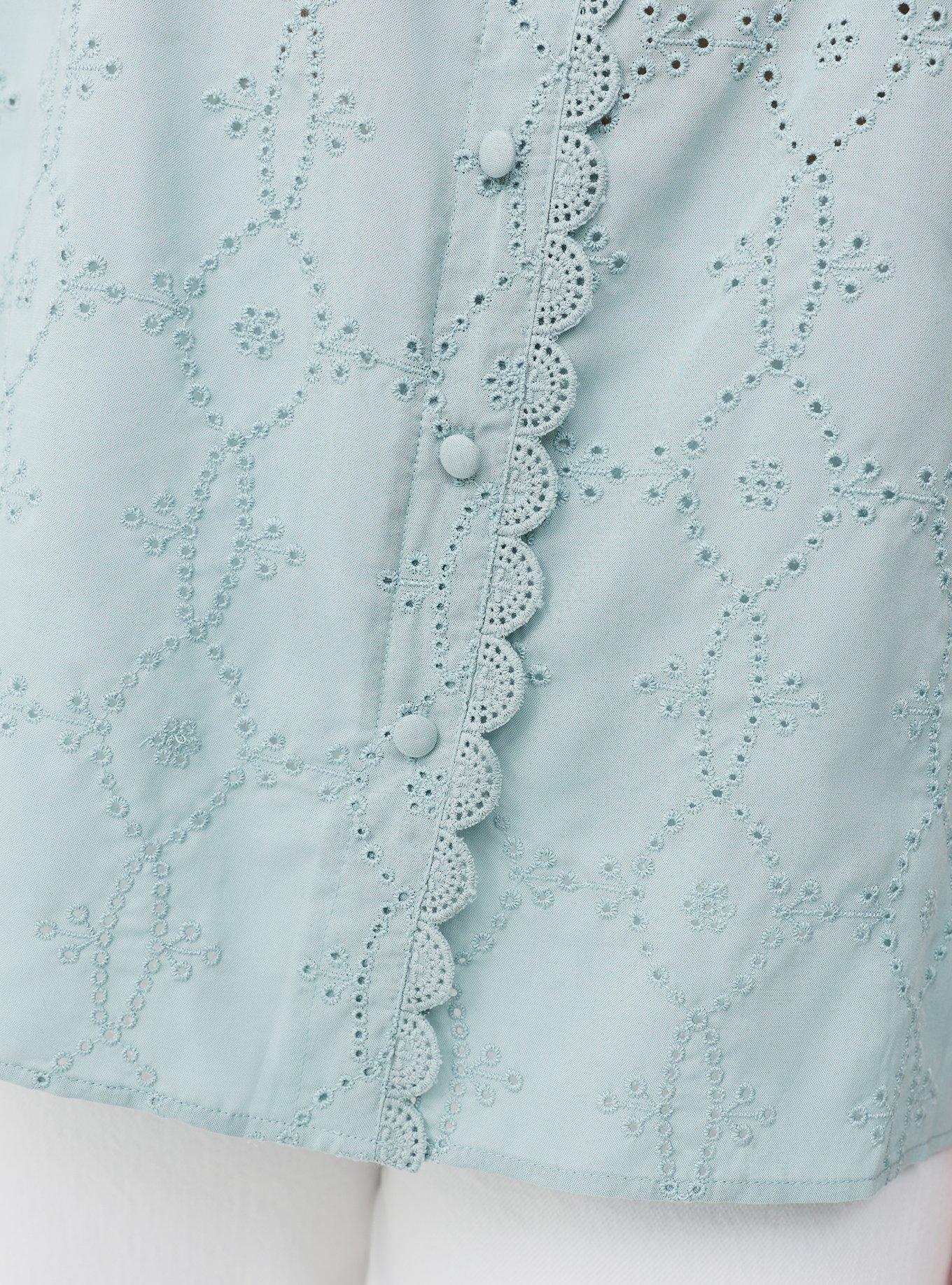 Eyelet Square Neck Top, GRAY MIST, alternate