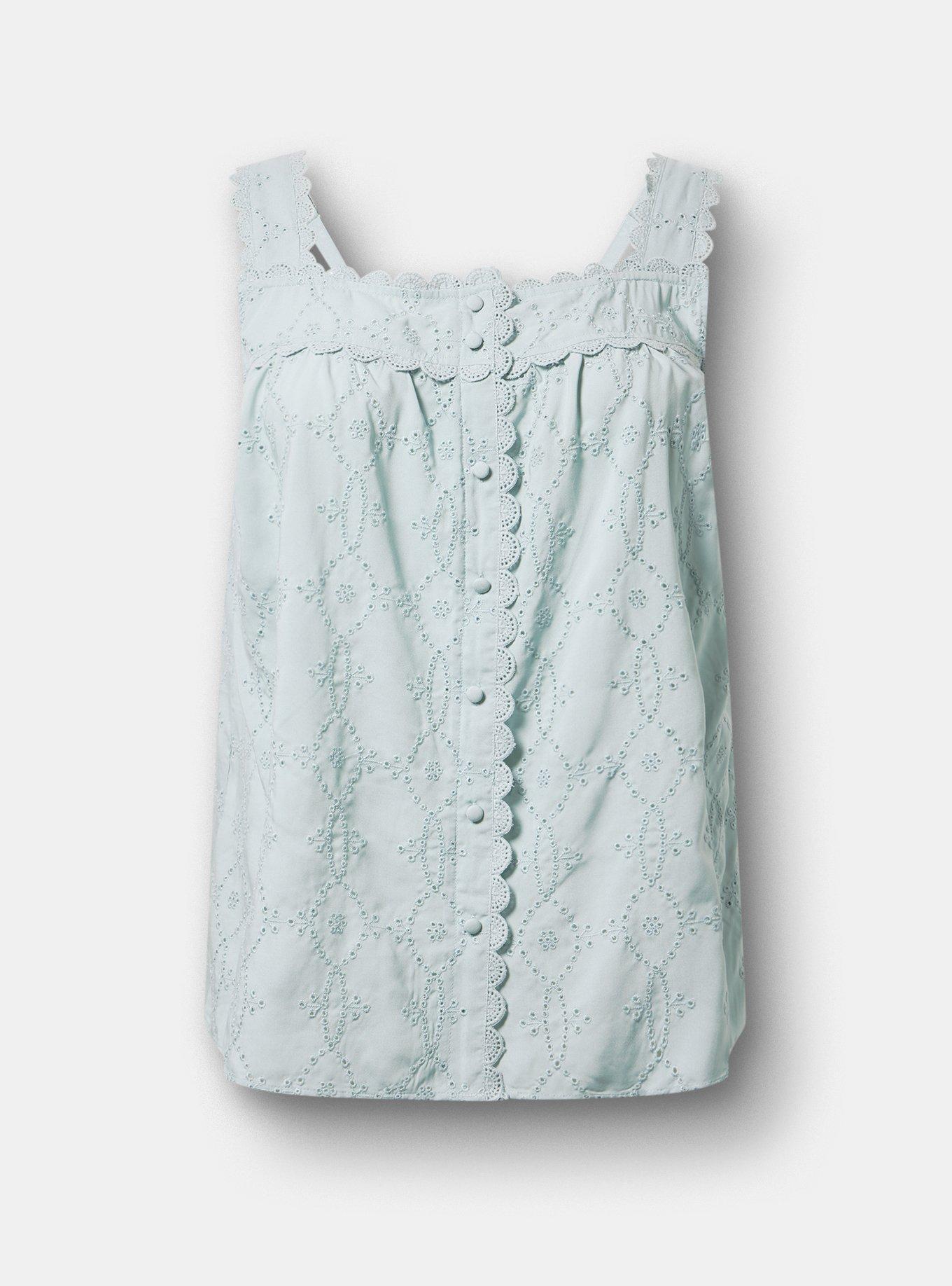 Eyelet Square Neck Top, GRAY MIST, hi-res
