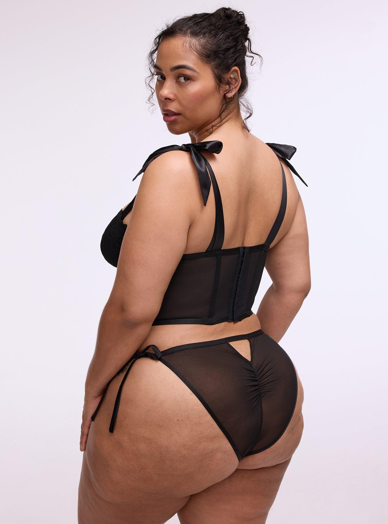 Romantic Underwire Lace & Mesh Bustier, RICH BLACK, alternate