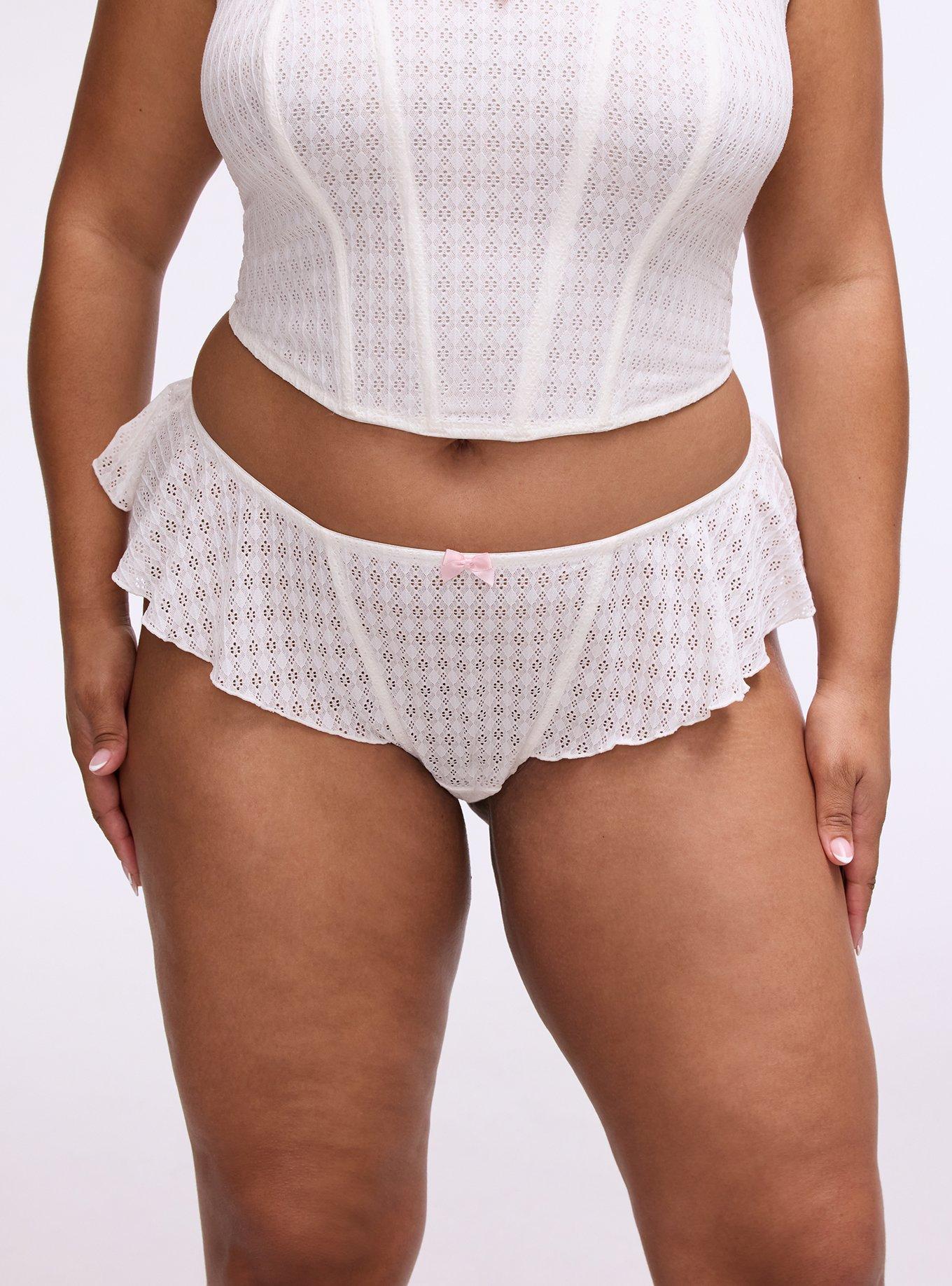 Pointelle Ruffle Tanga Panty, CLOUD DANCER, alternate