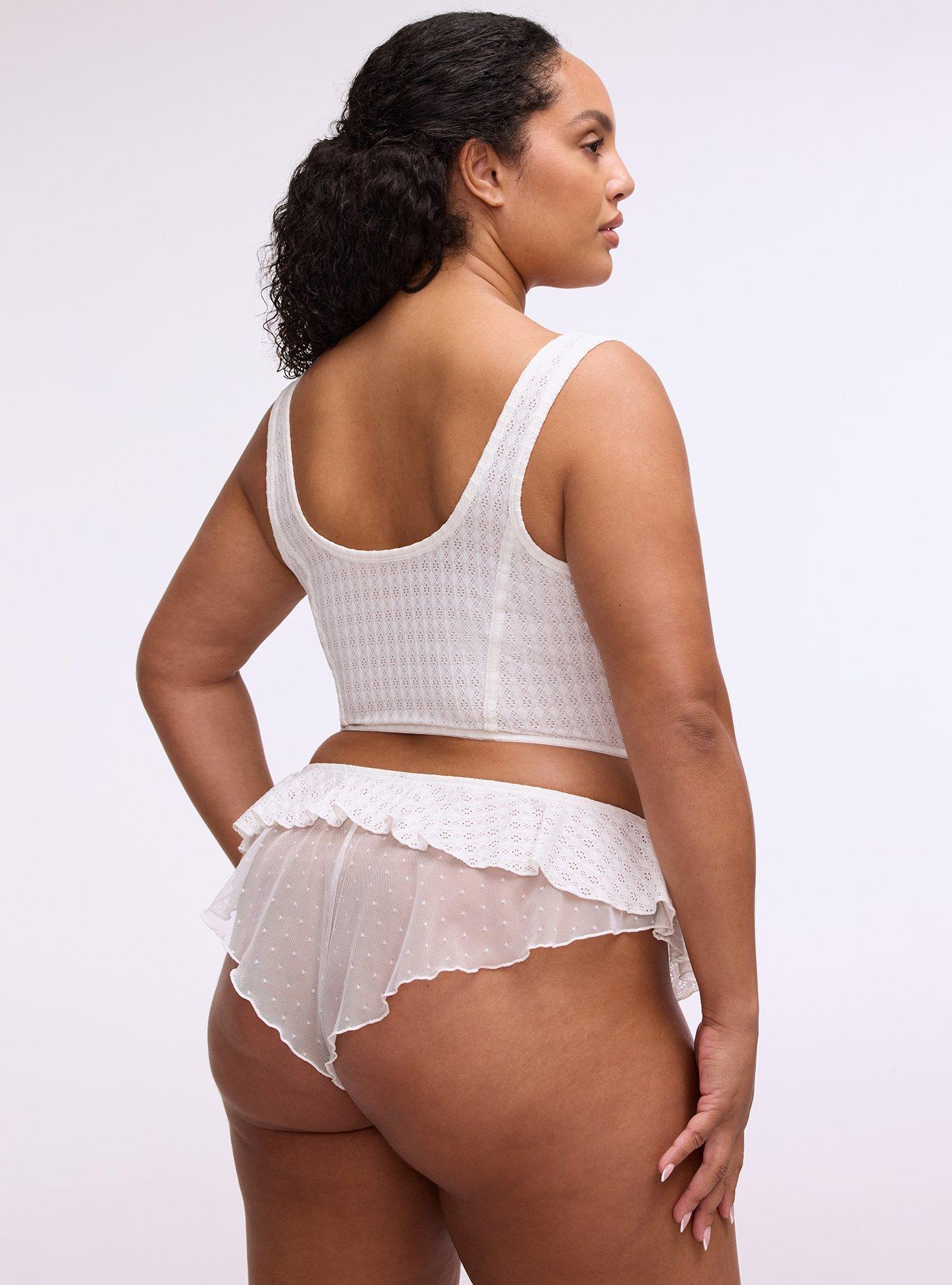 Pointelle Ruffle Tanga Panty, CLOUD DANCER, alternate