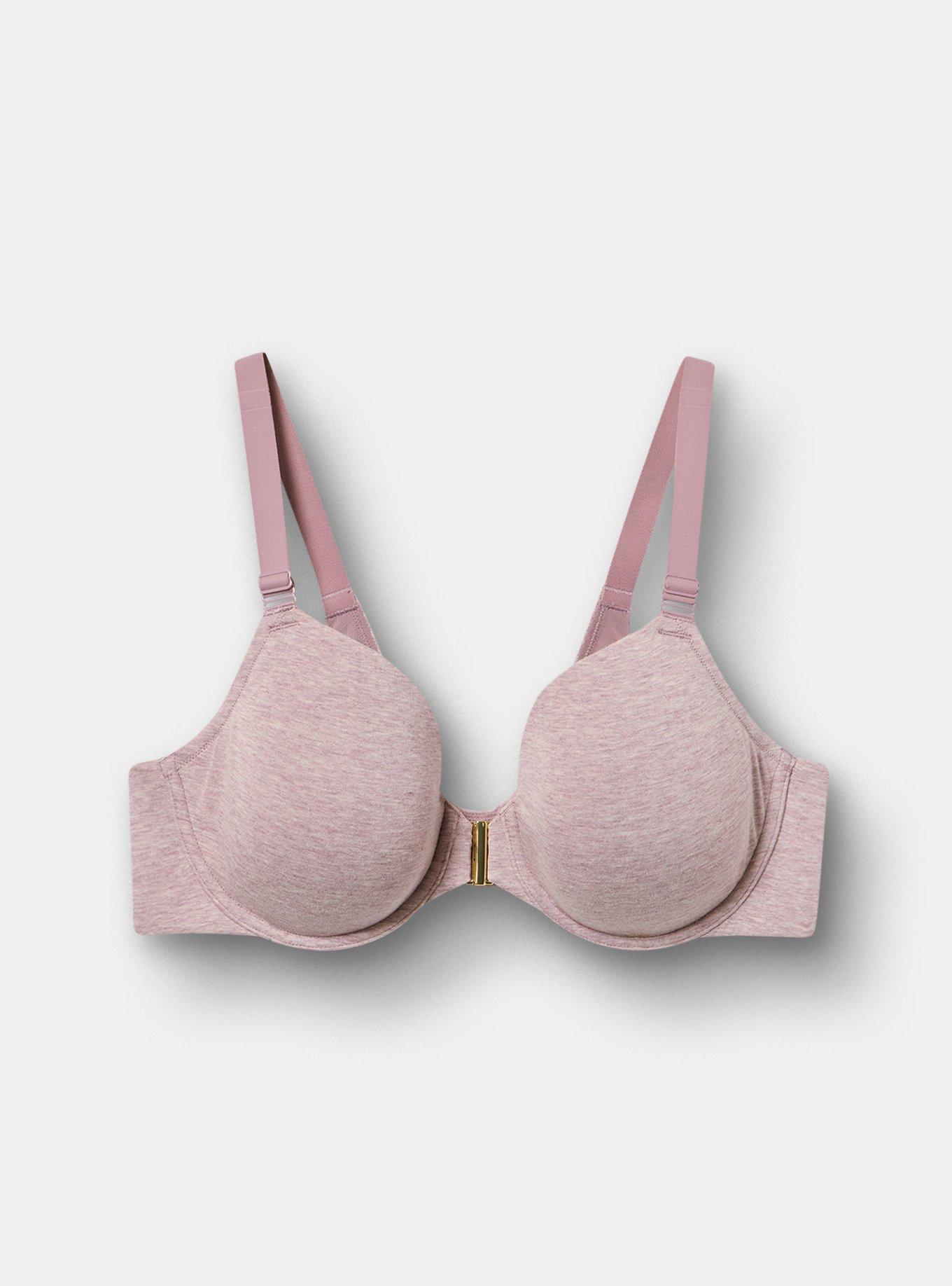 Perfect Coverage Cotton Heather Front-Close Bra, TOADSTOOL TRUE HEATHER, flat