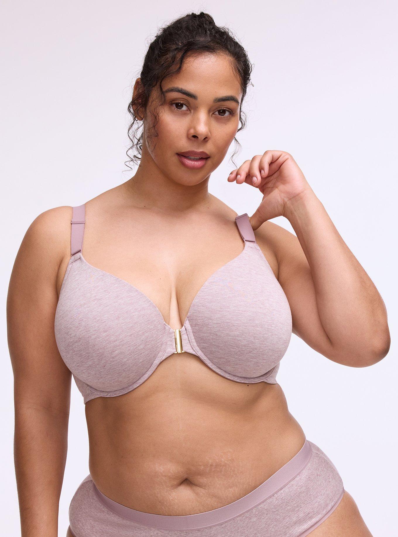 Perfect Coverage Cotton Heather Front-Close Bra, TOADSTOOL TRUE HEATHER, hi-res