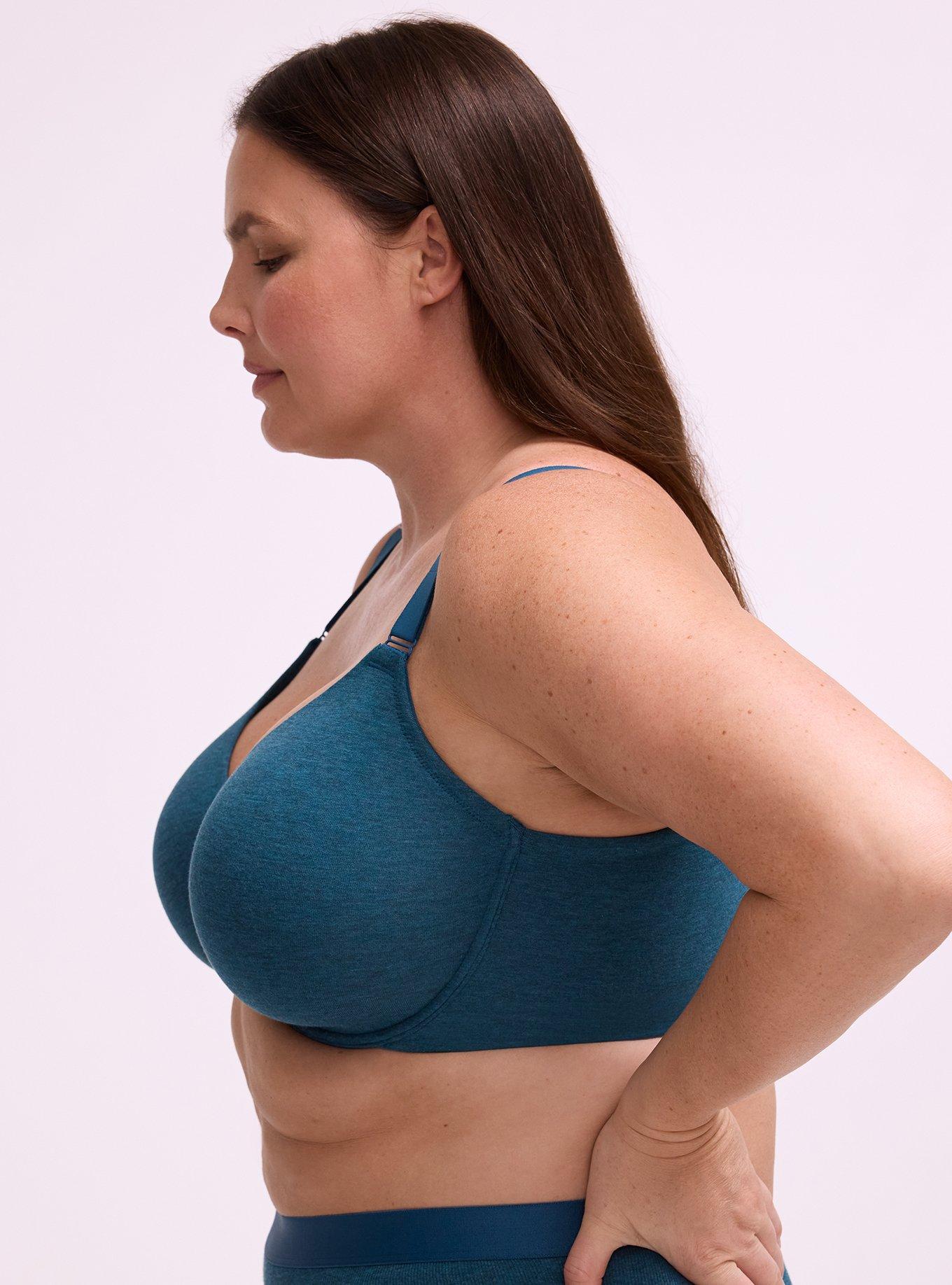 Perfect Coverage Cotton Heather Front-Close Bra, LEGION BLUE TRUE HEATHER, alternate