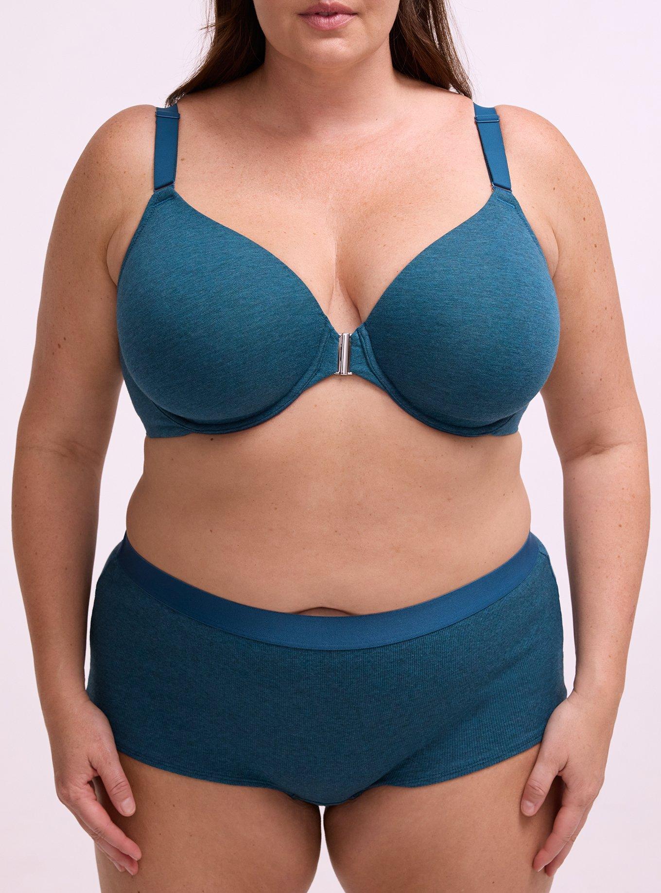 Perfect Coverage Cotton Heather Front-Close Bra, LEGION BLUE TRUE HEATHER, alternate