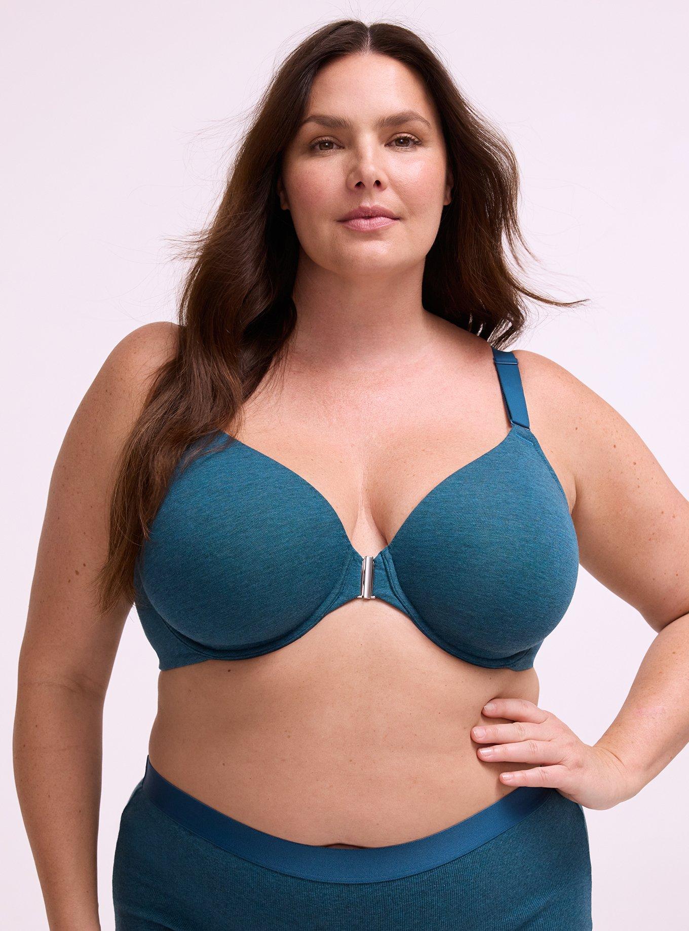 Perfect Coverage Cotton Heather Front-Close Bra, LEGION BLUE TRUE HEATHER, hi-res