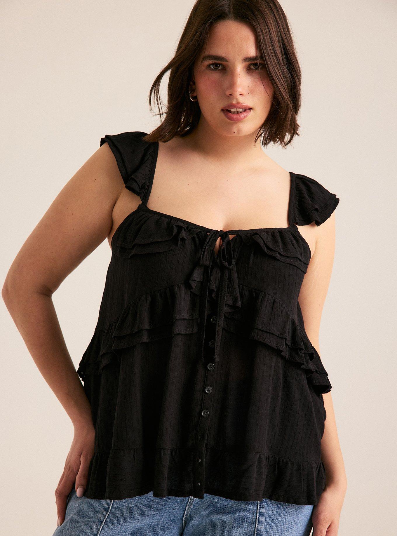 Festi Ruffle Tiered Top, DEEP BLACK, alternate