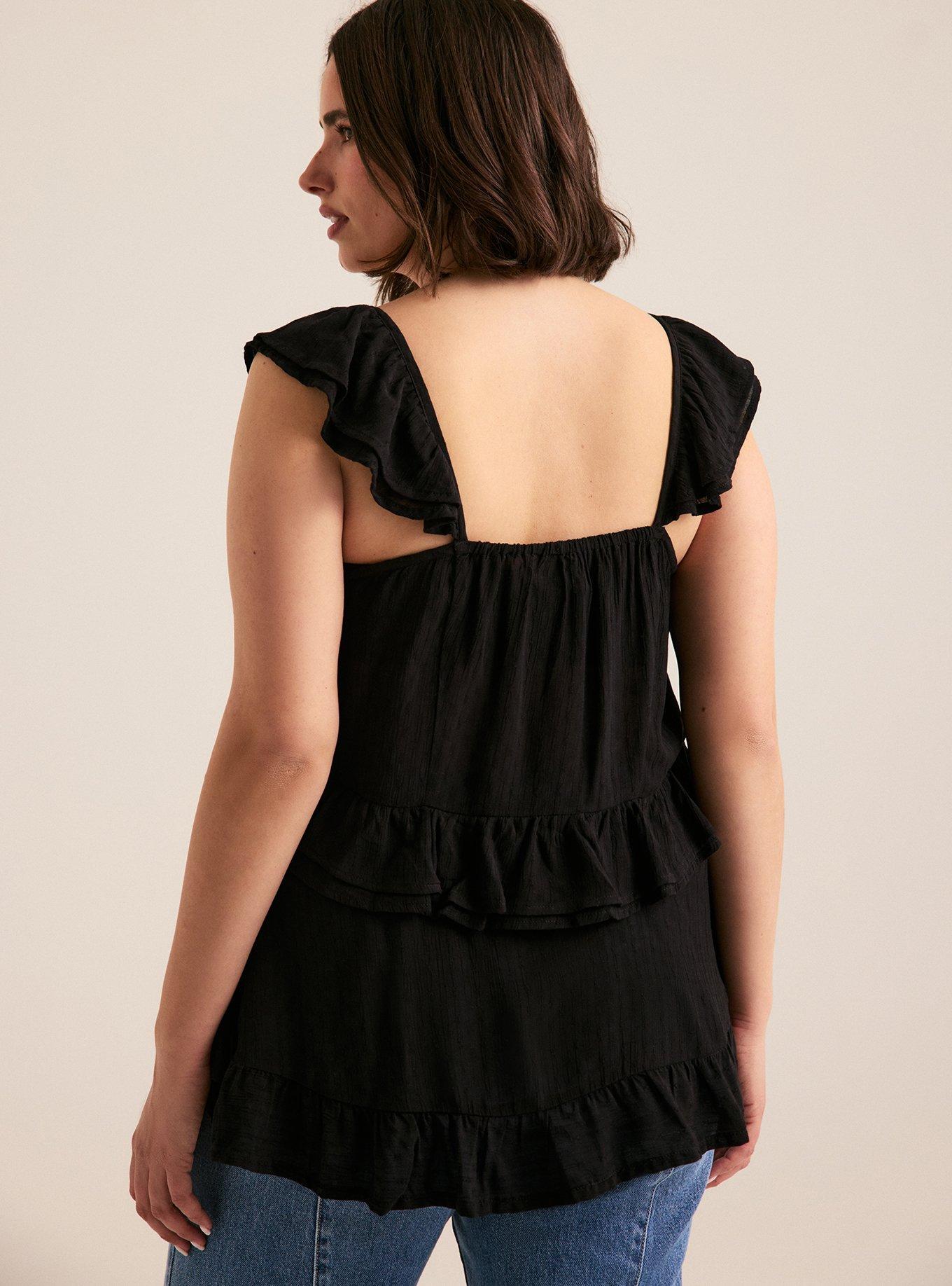 Festi Ruffle Tiered Top, DEEP BLACK, alternate
