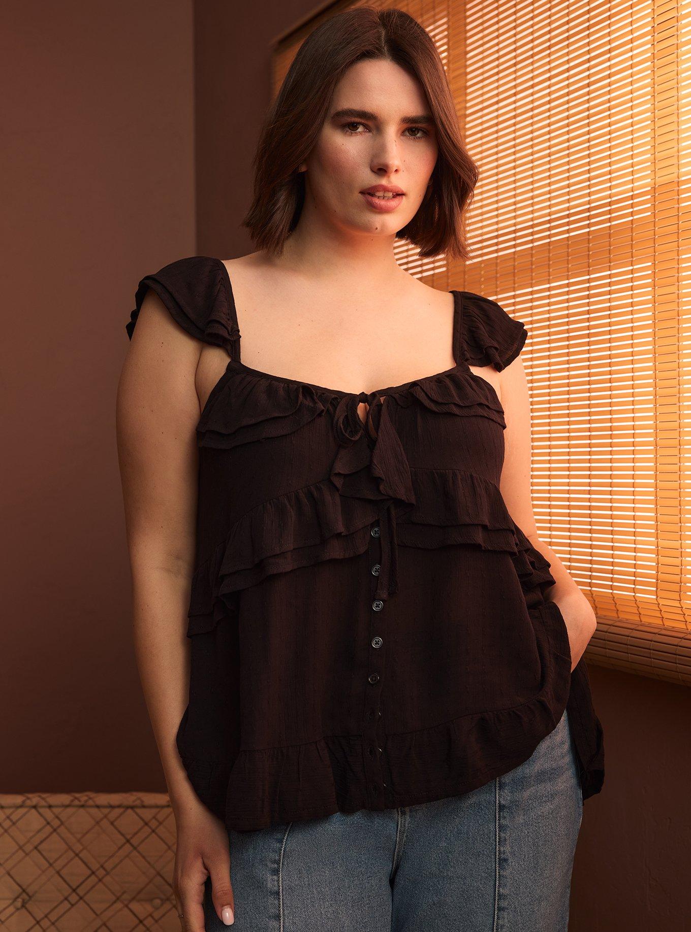 Festi Ruffle Tiered Top, DEEP BLACK, hi-res