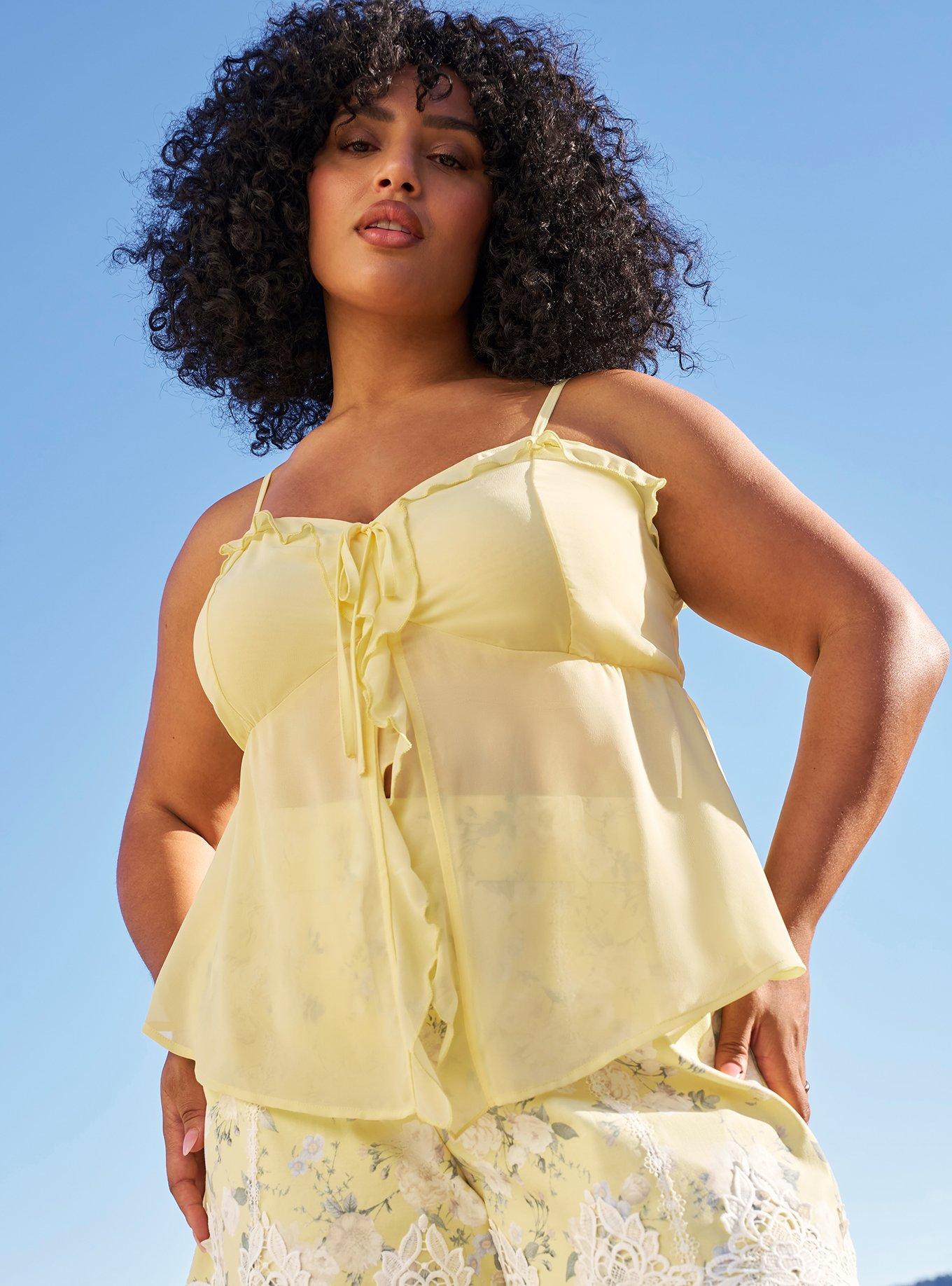 Studio Chiffon Flyaway Top, PALE BANANA, hi-res