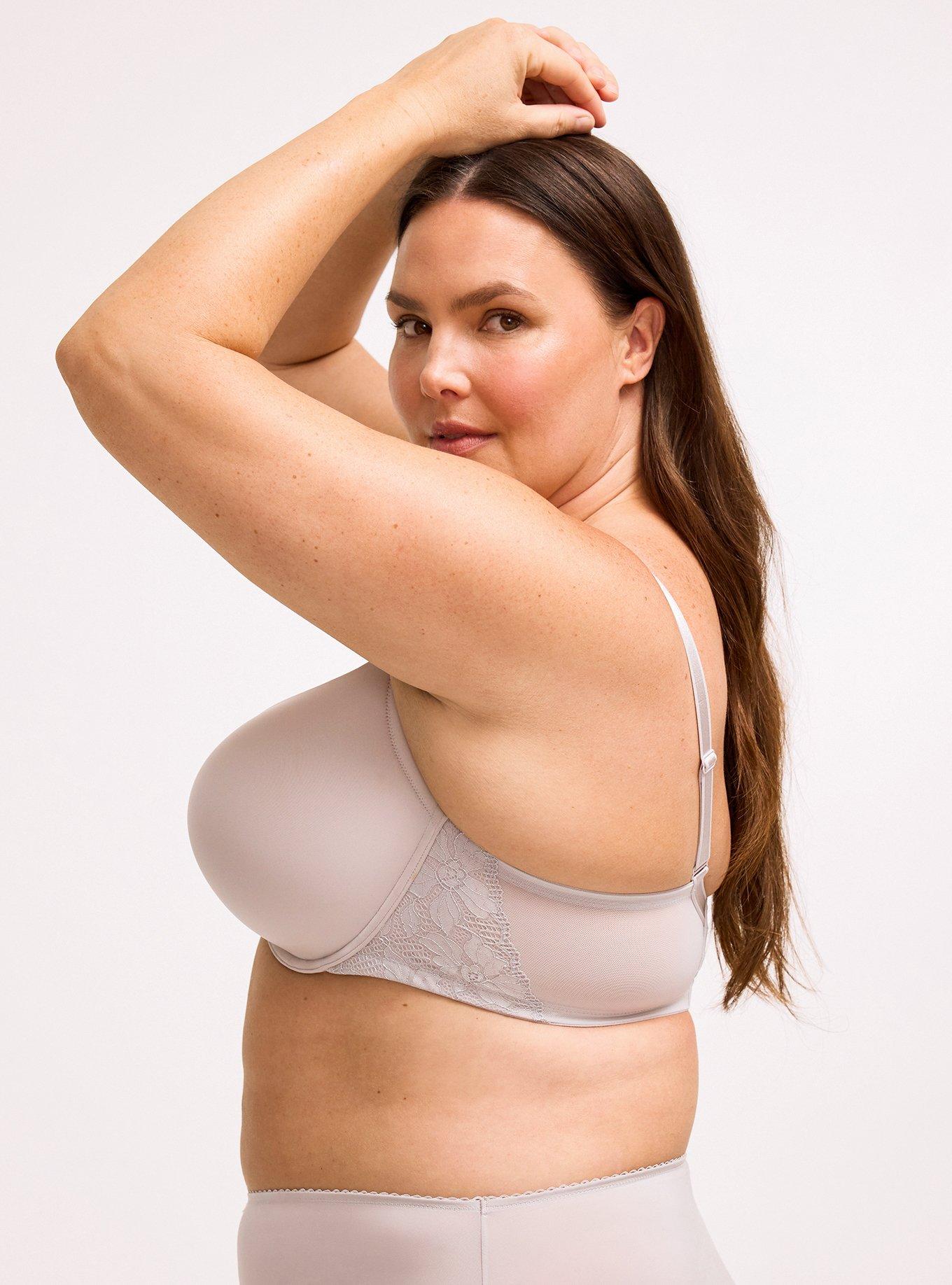 XO Push-Up Plunge Metallic Ava Lace Bra, ALABASTER GRAY, alternate