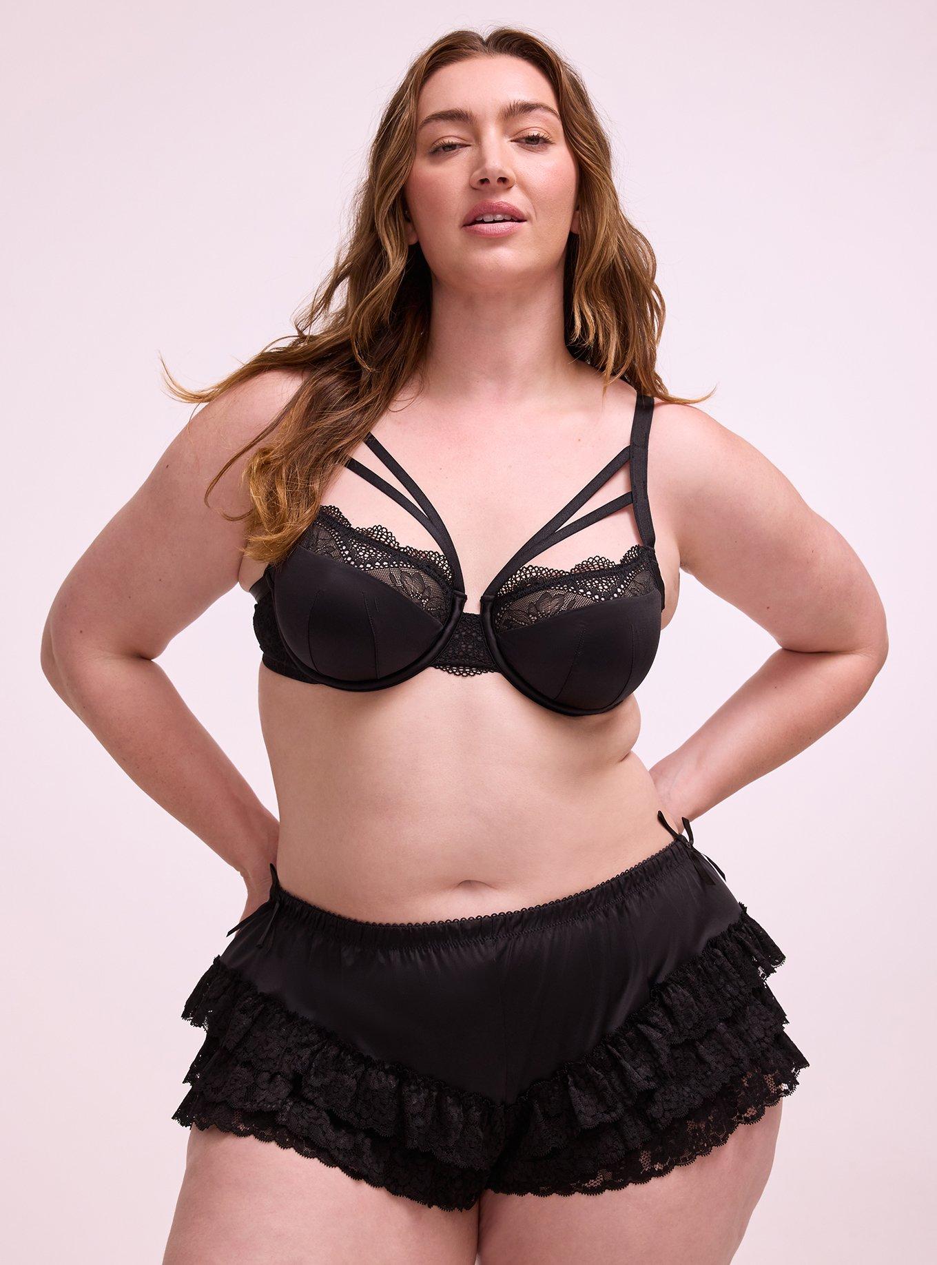 Nightfall Micro Shine & Lace Bloomer, RICH BLACK, hi-res